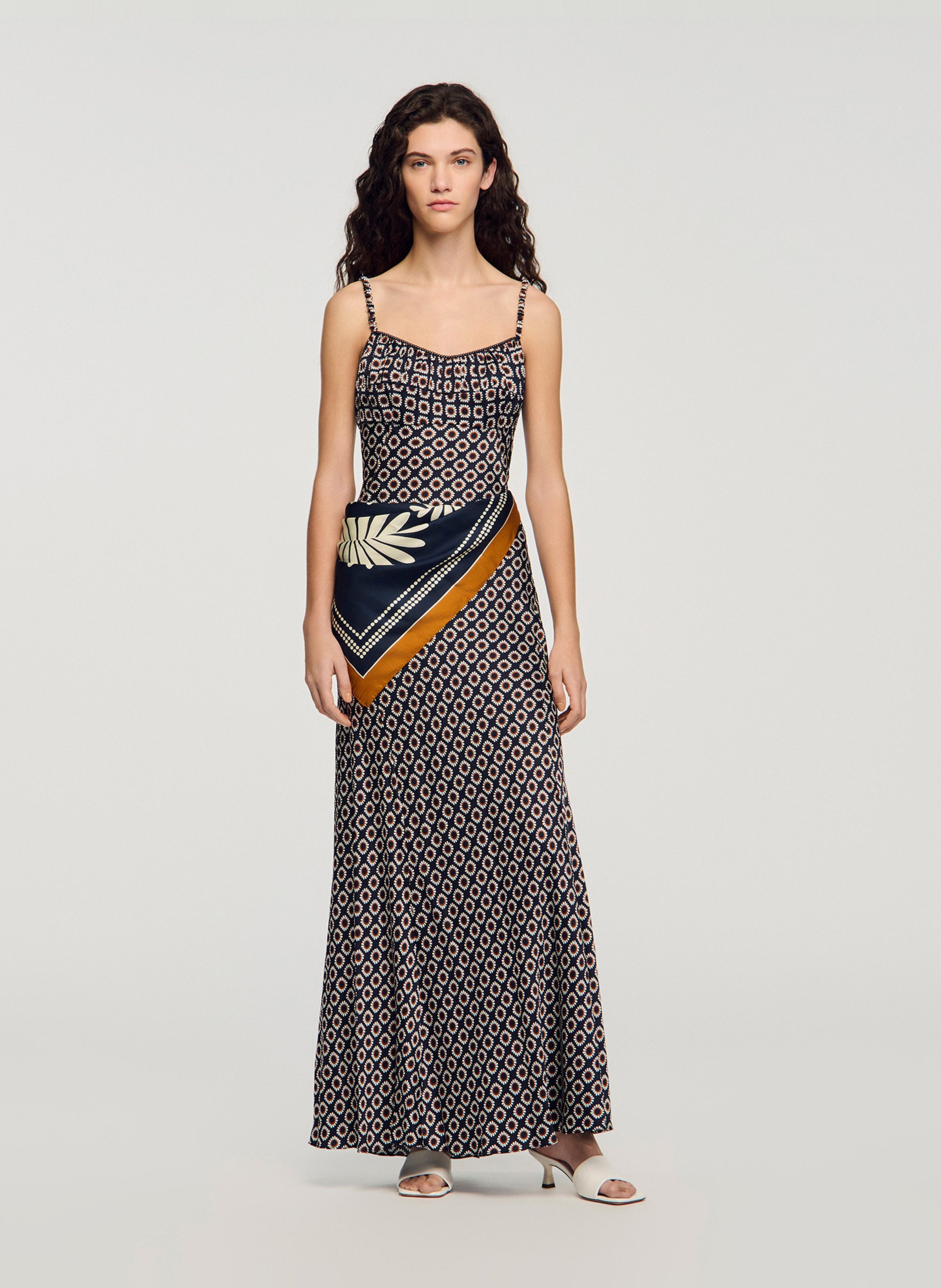 Robe longue imprimée esprit lingerie SANDRO Bleu