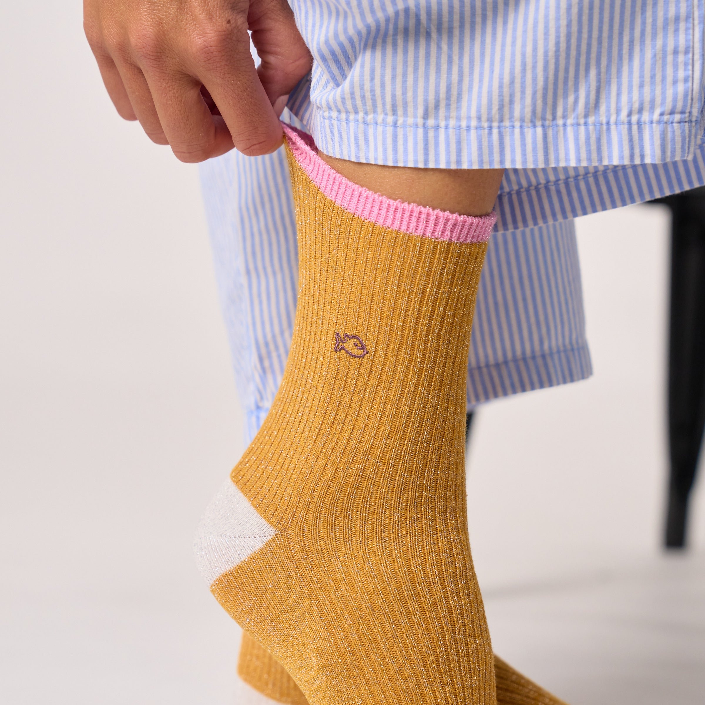 Combed Cotton Vintage Socks BILLYBELT Yellow