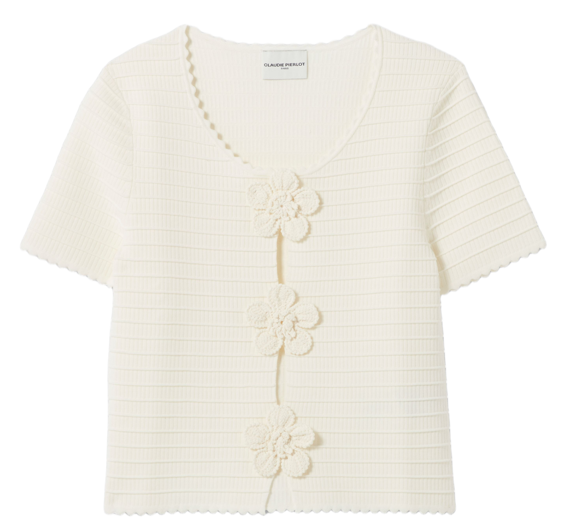 Straight round-neck knit sweater CLAUDIE PIERLOT Beige