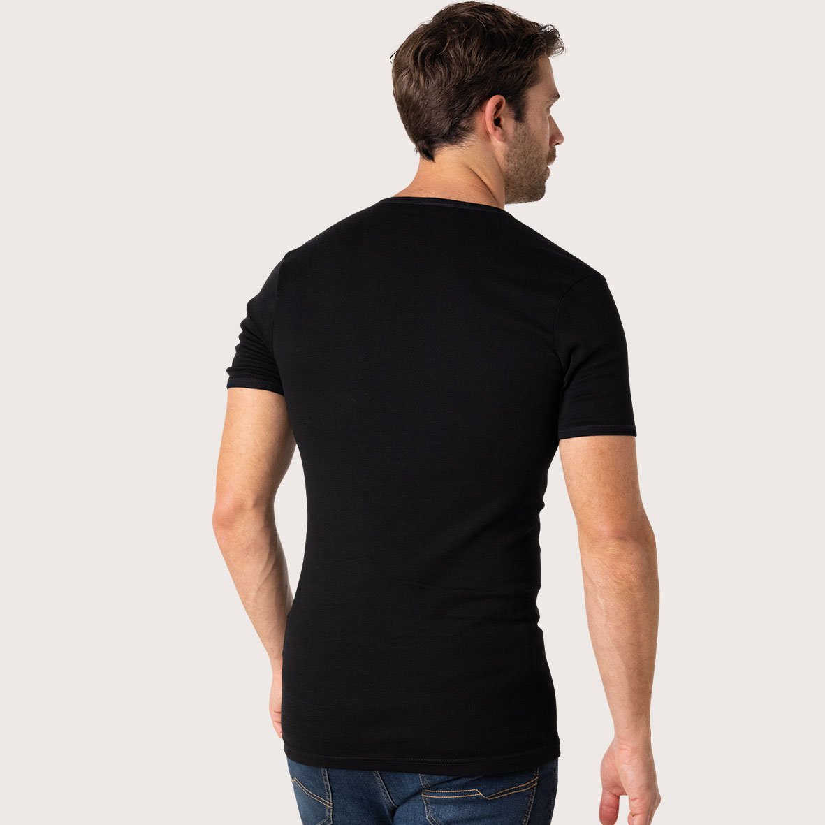 Set of 3 pure cotton heritage V-neck t-shirts Black