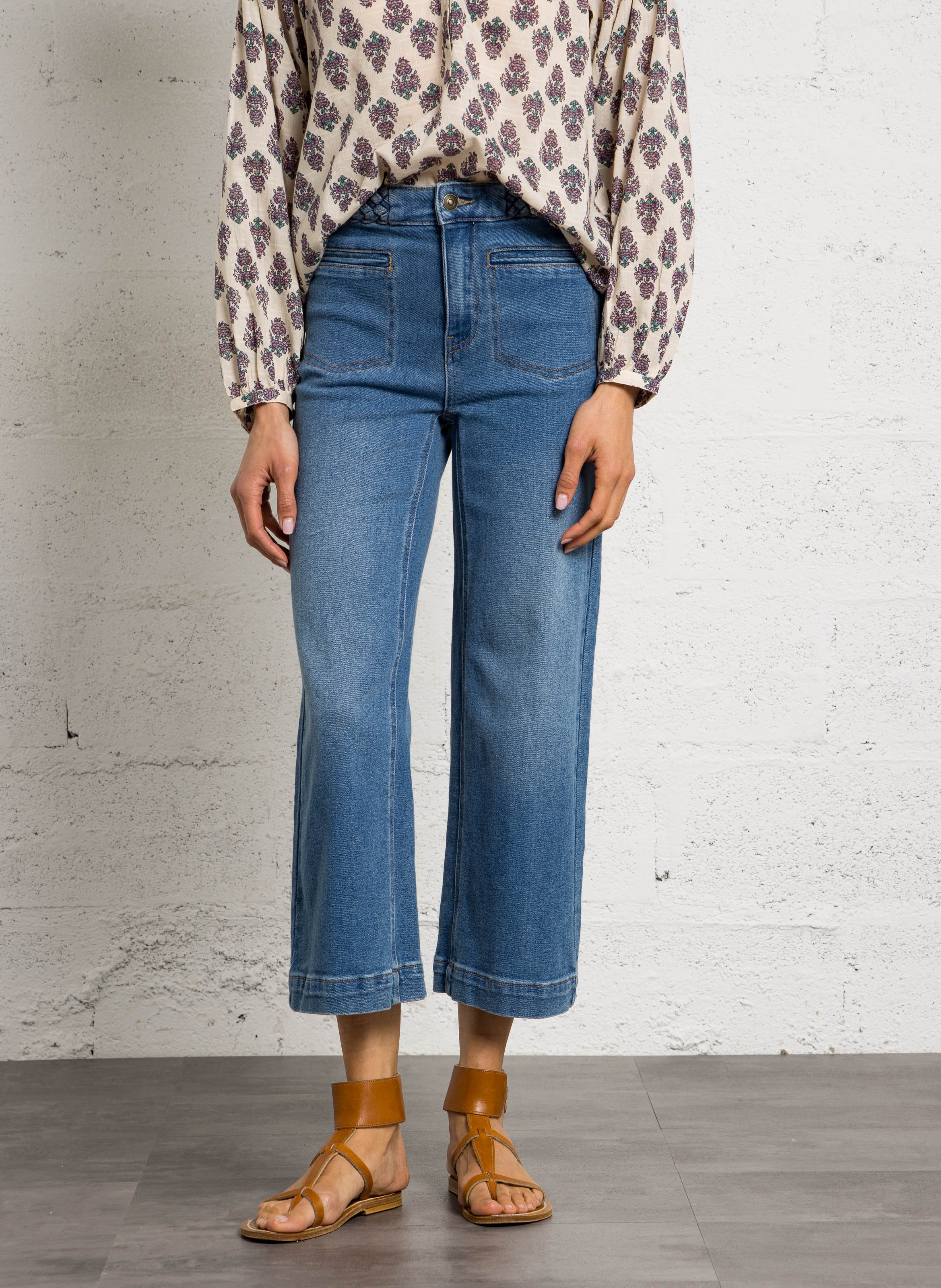 Kurze Hose in Uni mit geflochtener Gürtel MAISON 123 Blau