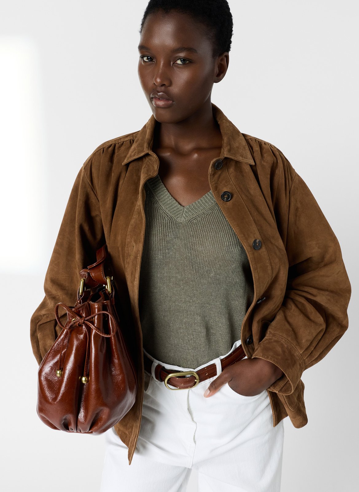 Leinenpullover mit V-Ausschnitt GERARD DAREL Khaki