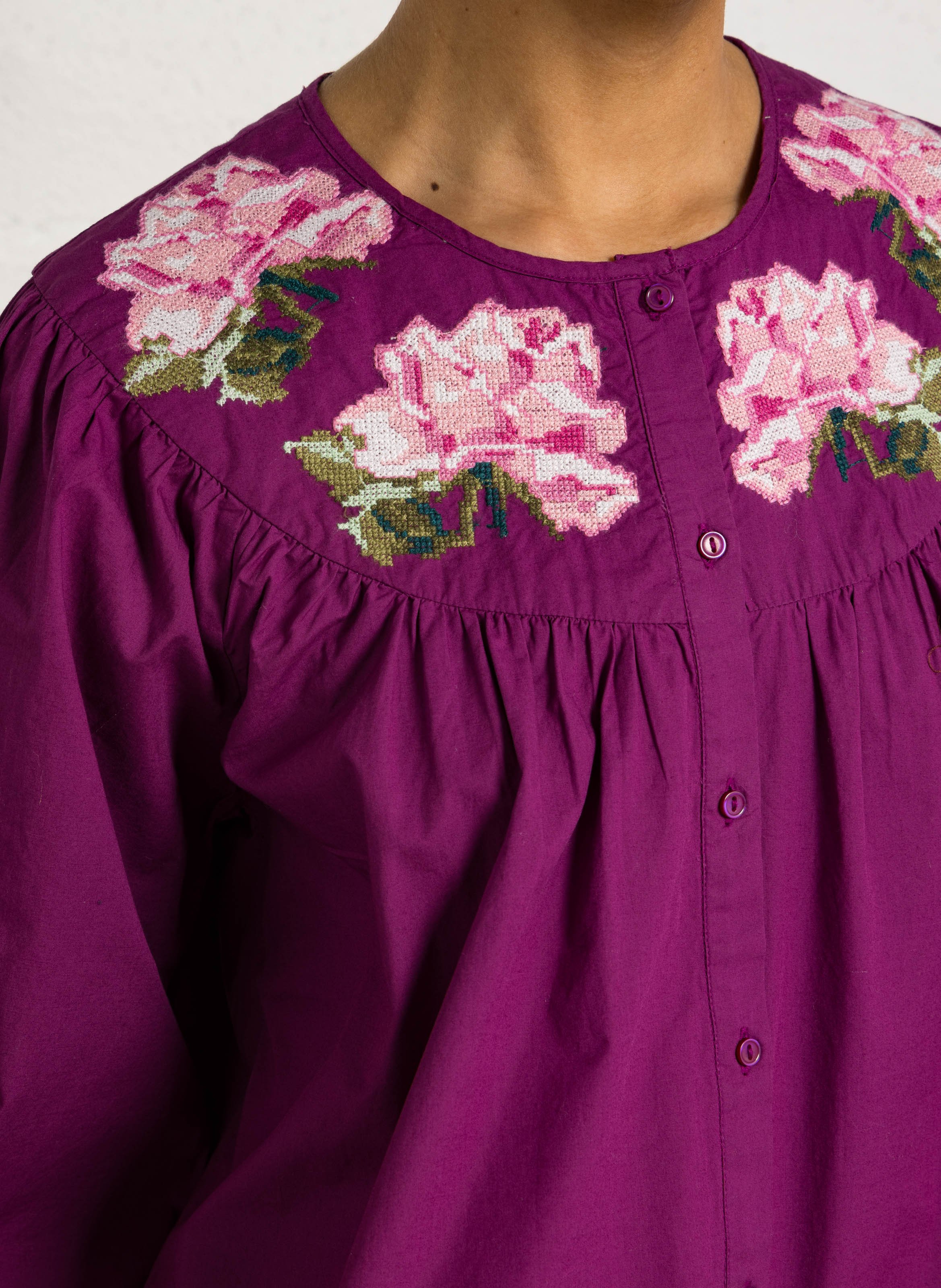 Korte, katoenen jurk met ronde hals SUD EXPRESS Roze