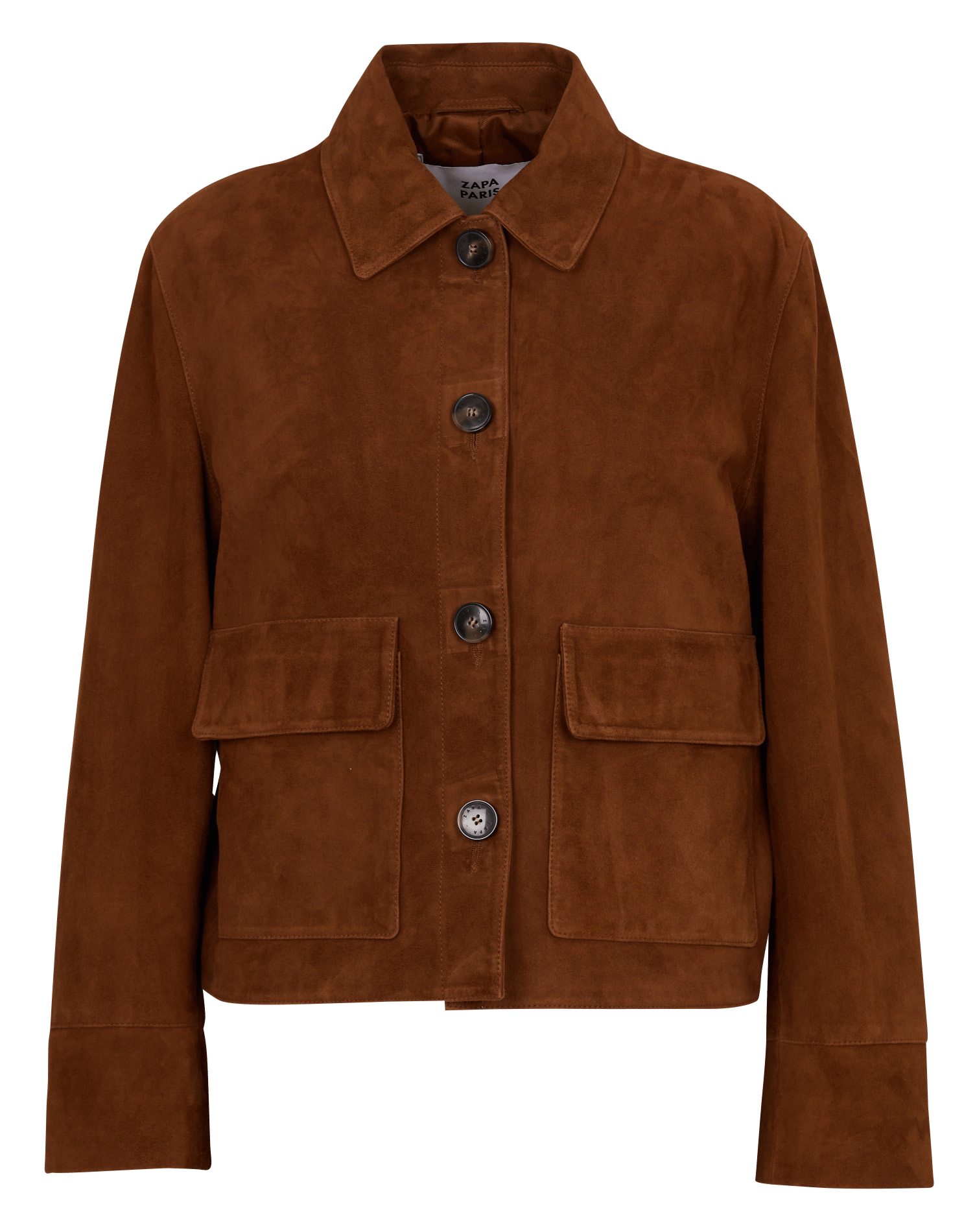 Gerade Knopfleiste Wildlederjacke ZAPA Braun