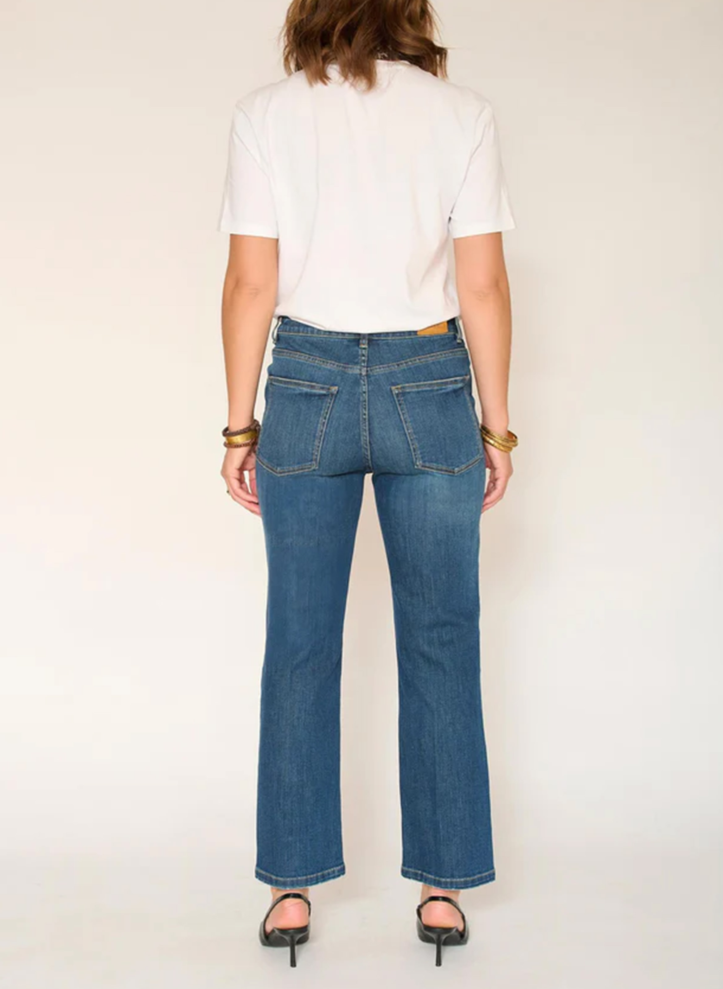 Jean flare en coton mélangé MKT Bleu