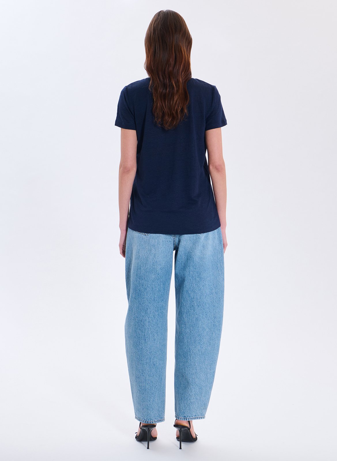 Fine linen V-neck sweater ZAPA Blue