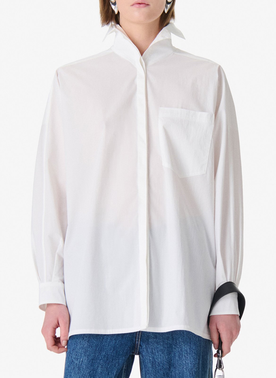 Ruimvallende blouse | katoenblend IRO Wit