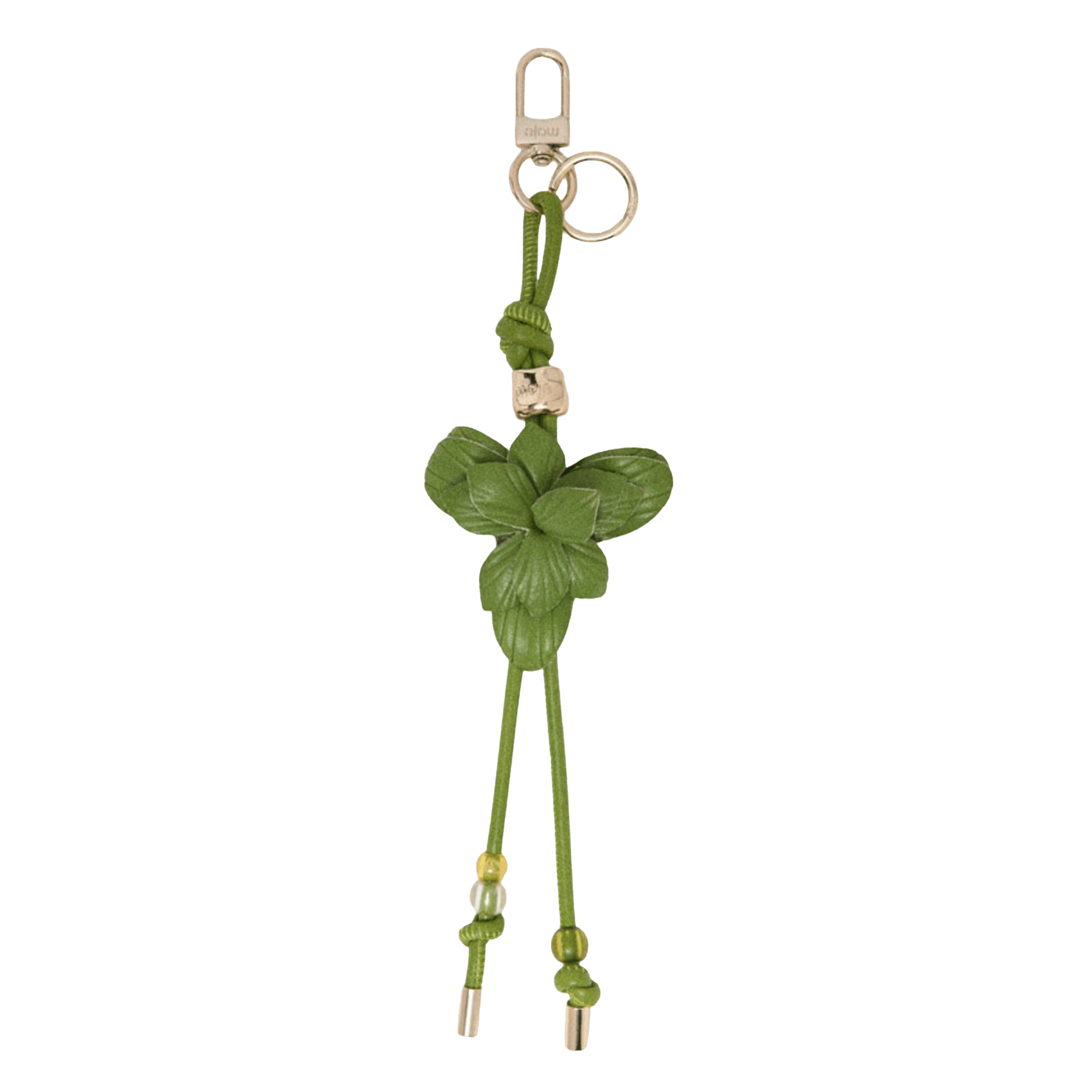 Schlüsselanhänger aus Leder mit Blumen MAJE Grun