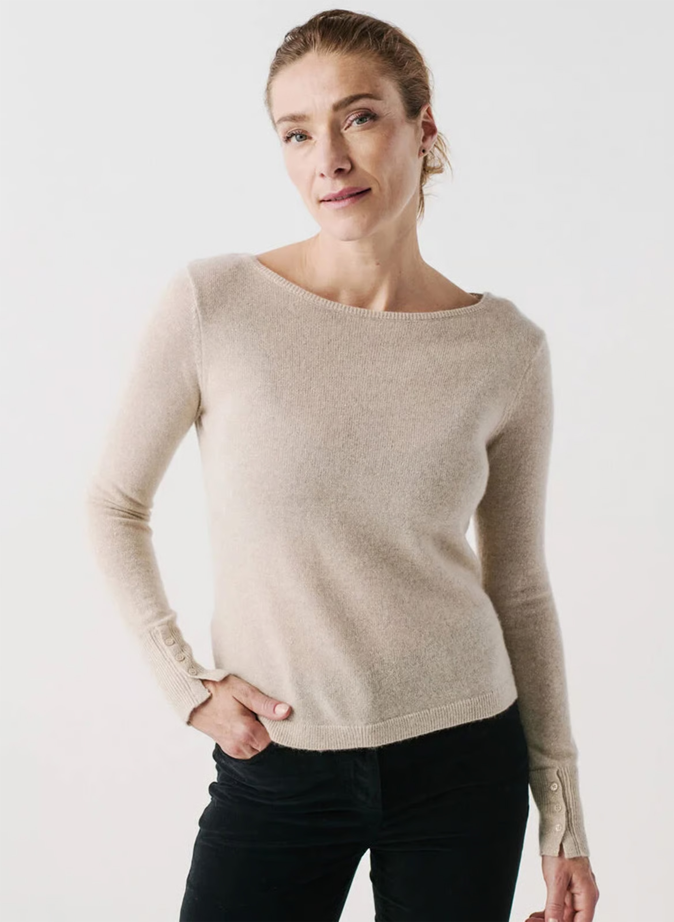 Metallic cashmere-blend boat-neck sweater CAROLL