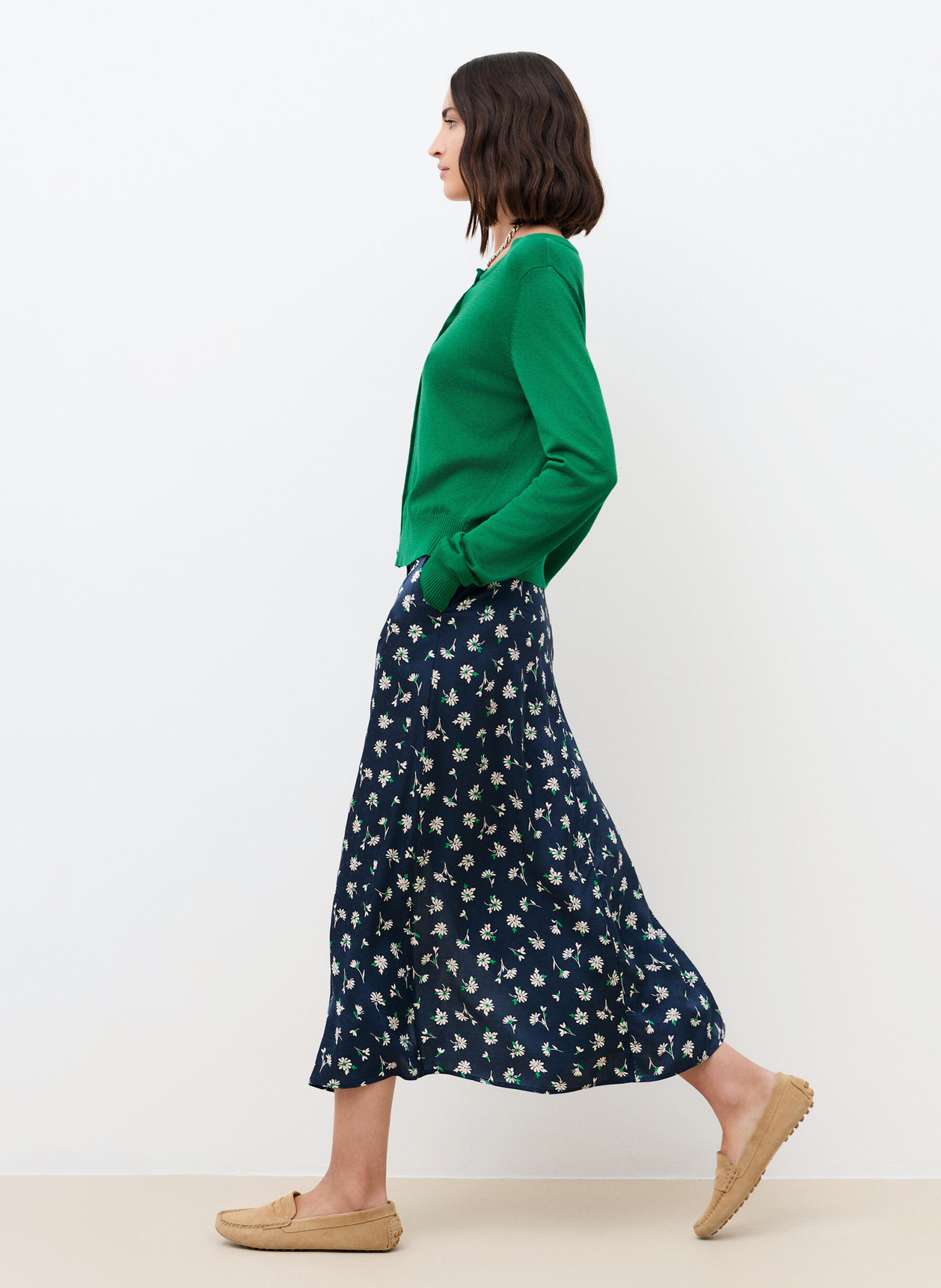 Halflange, gerende rok CAROLL Blauw