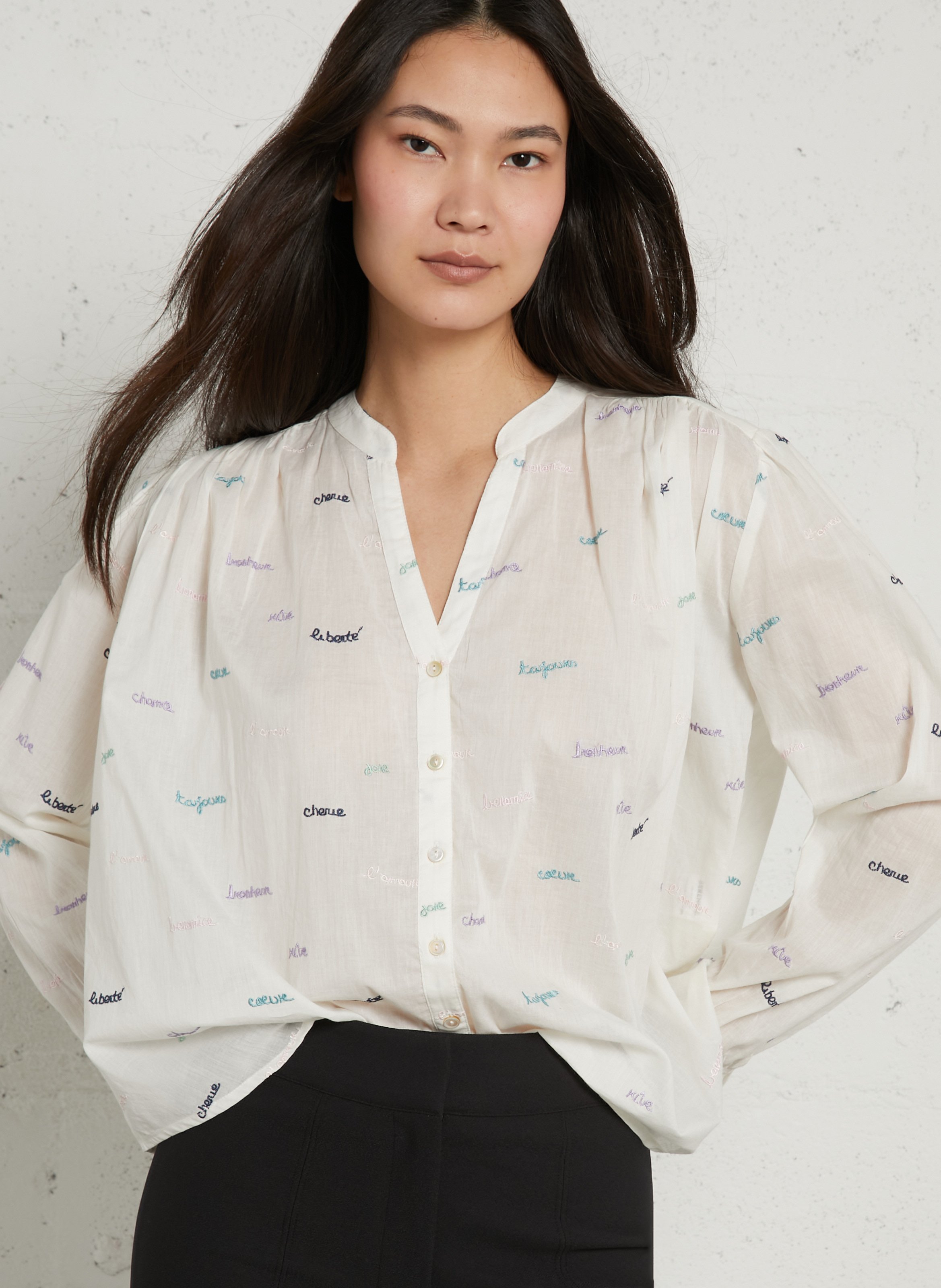 - Embroidered cotton shirt BERENICE