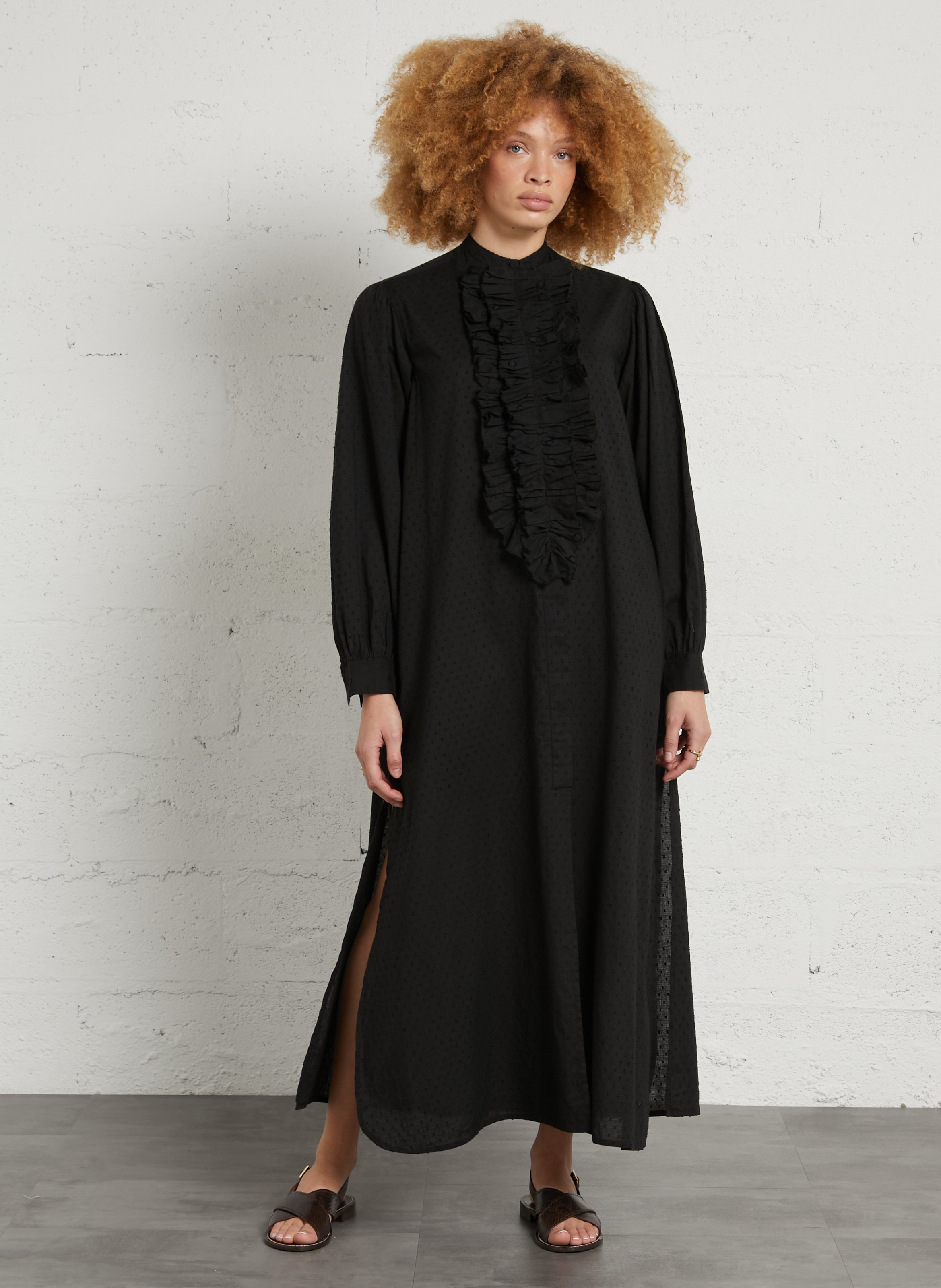 Langes Baumwollkleid mit Rundhalsausschnitt LAURENCE BRAS Schwarz