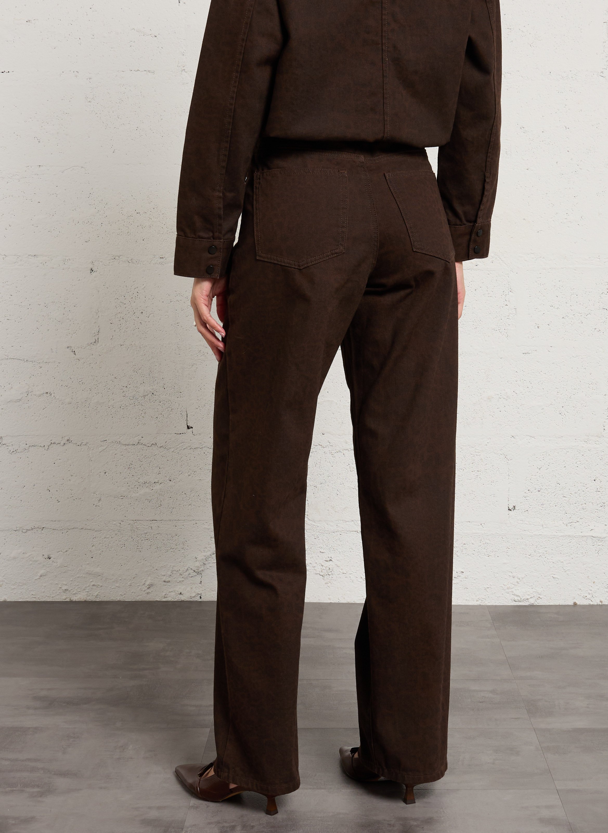 Eco-responsible high-rise wide-leg jeans SUNCOO Brown