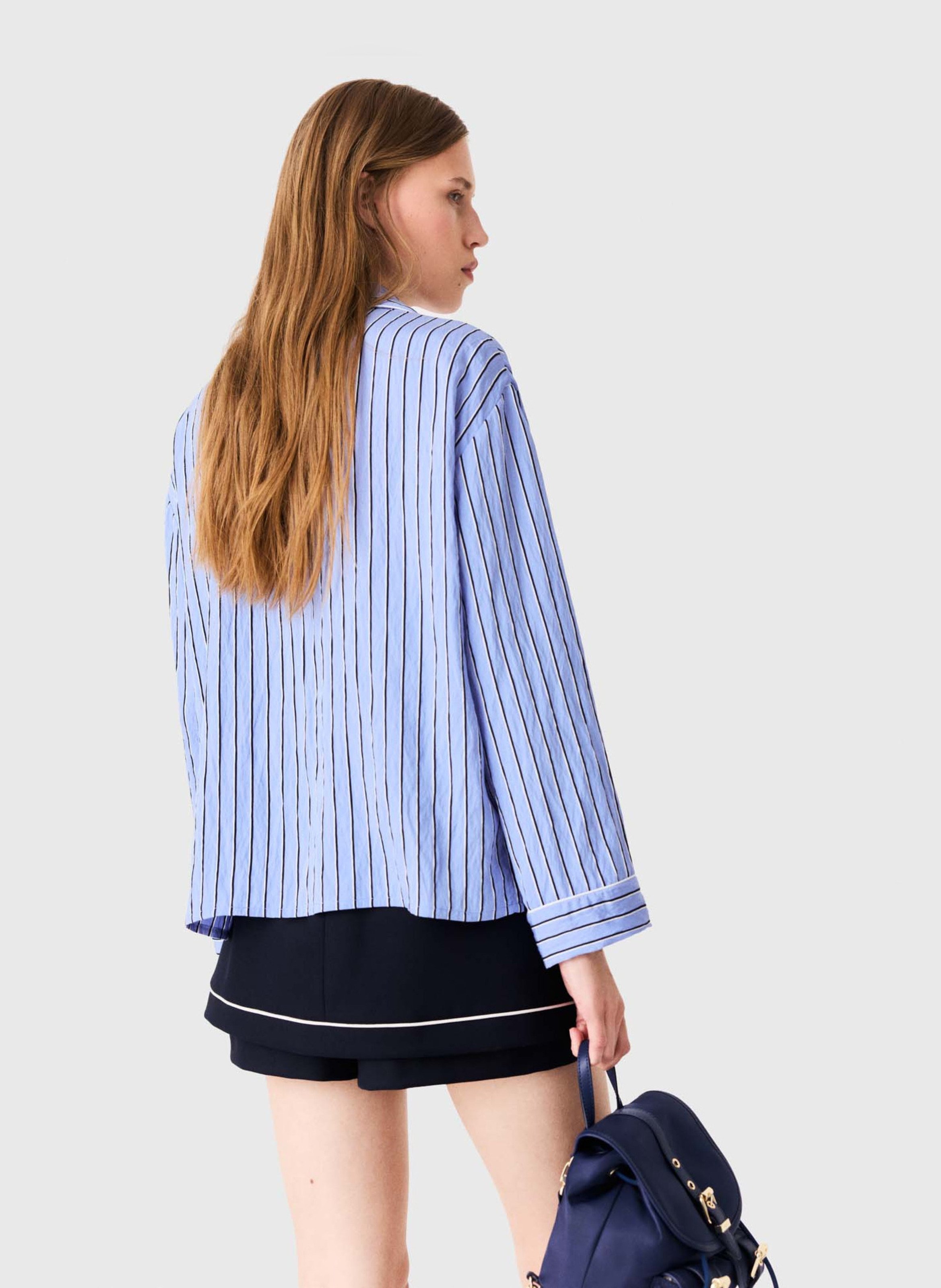Rechte gestreepte blouse met losse pasvorm MAJE Blauw