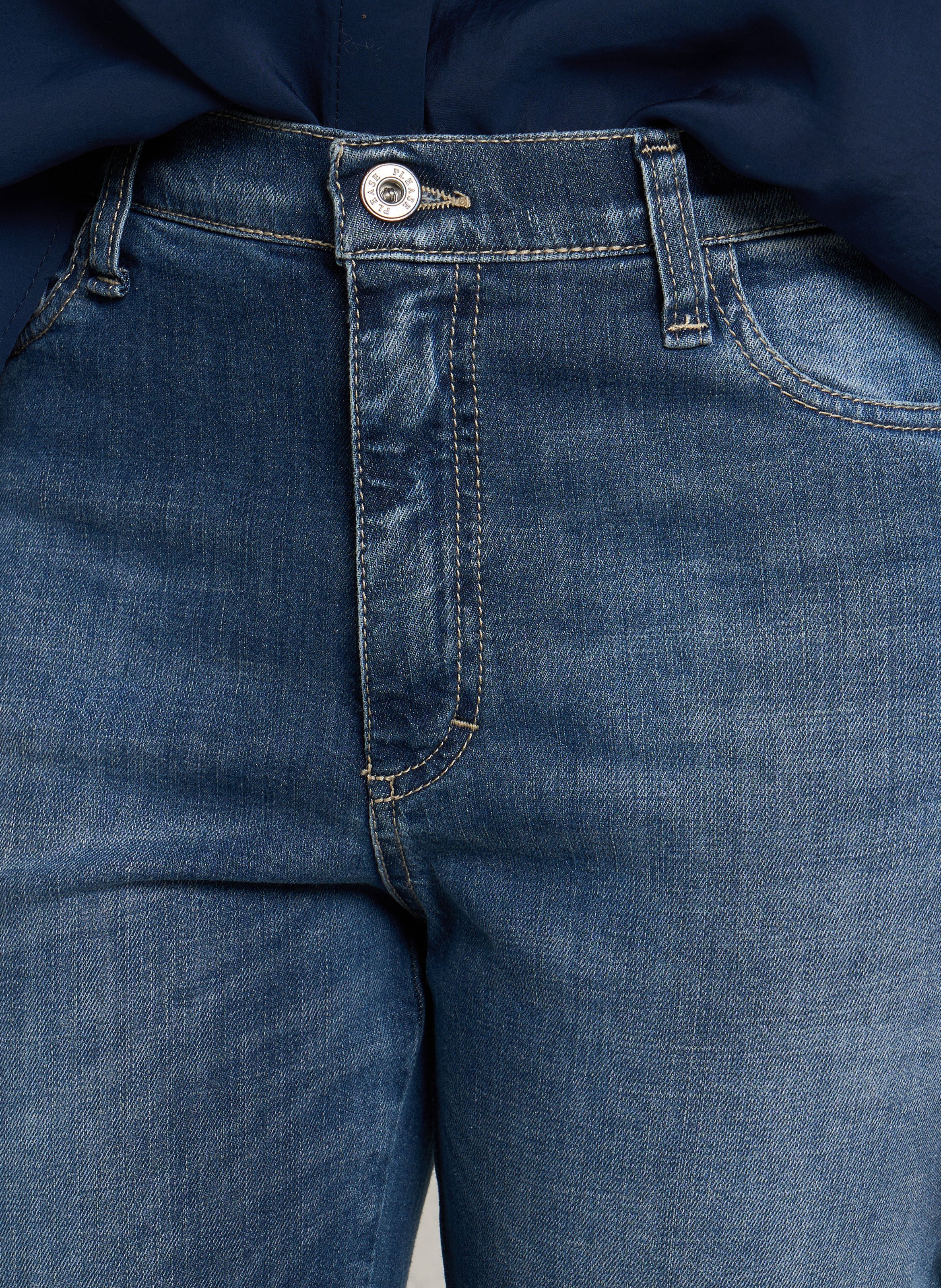 Cotton-blend straight-leg jeans PLEASE Blue