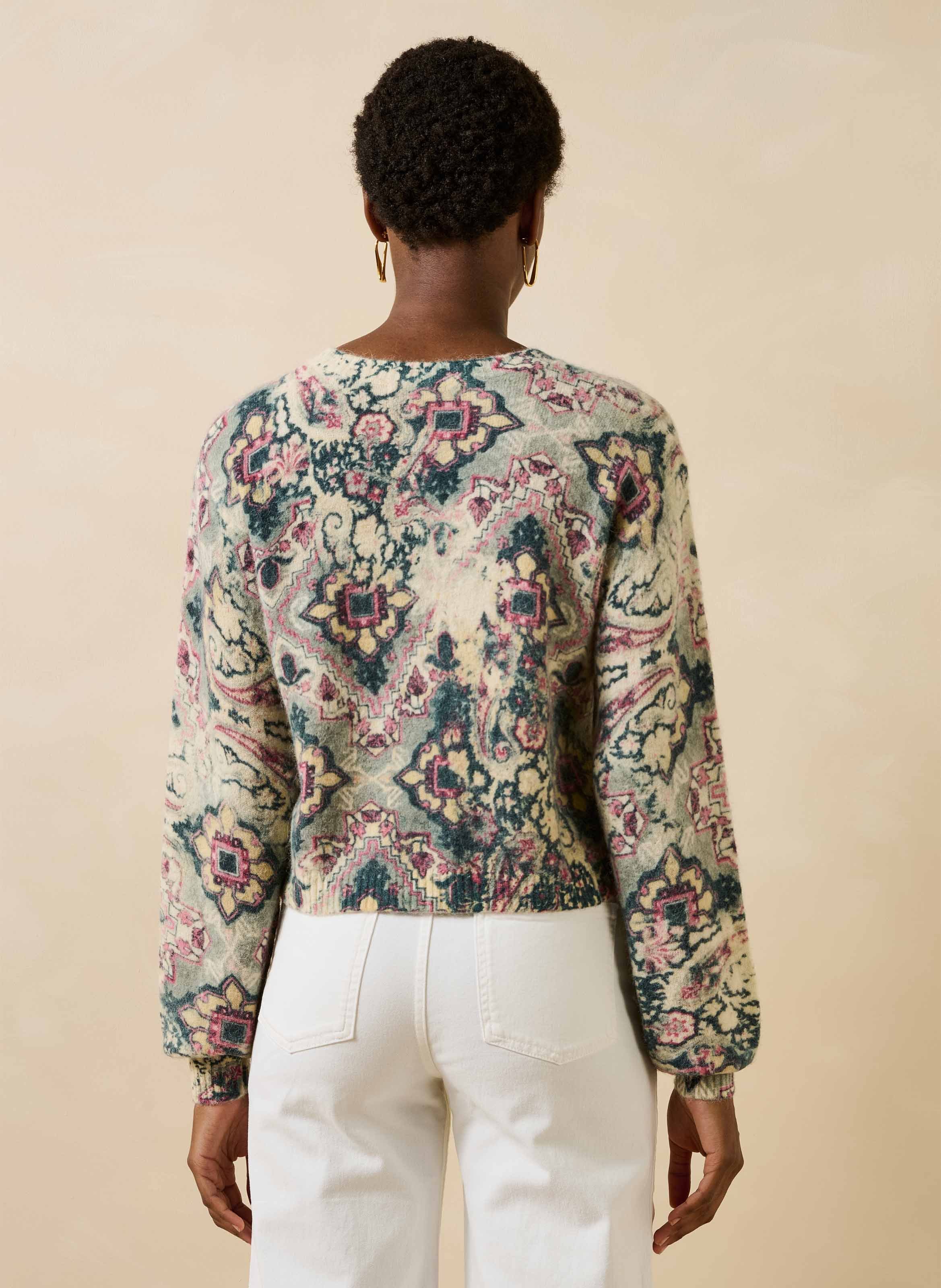 Oversized printed wool blend vest LA FEE MARABOUTEE White