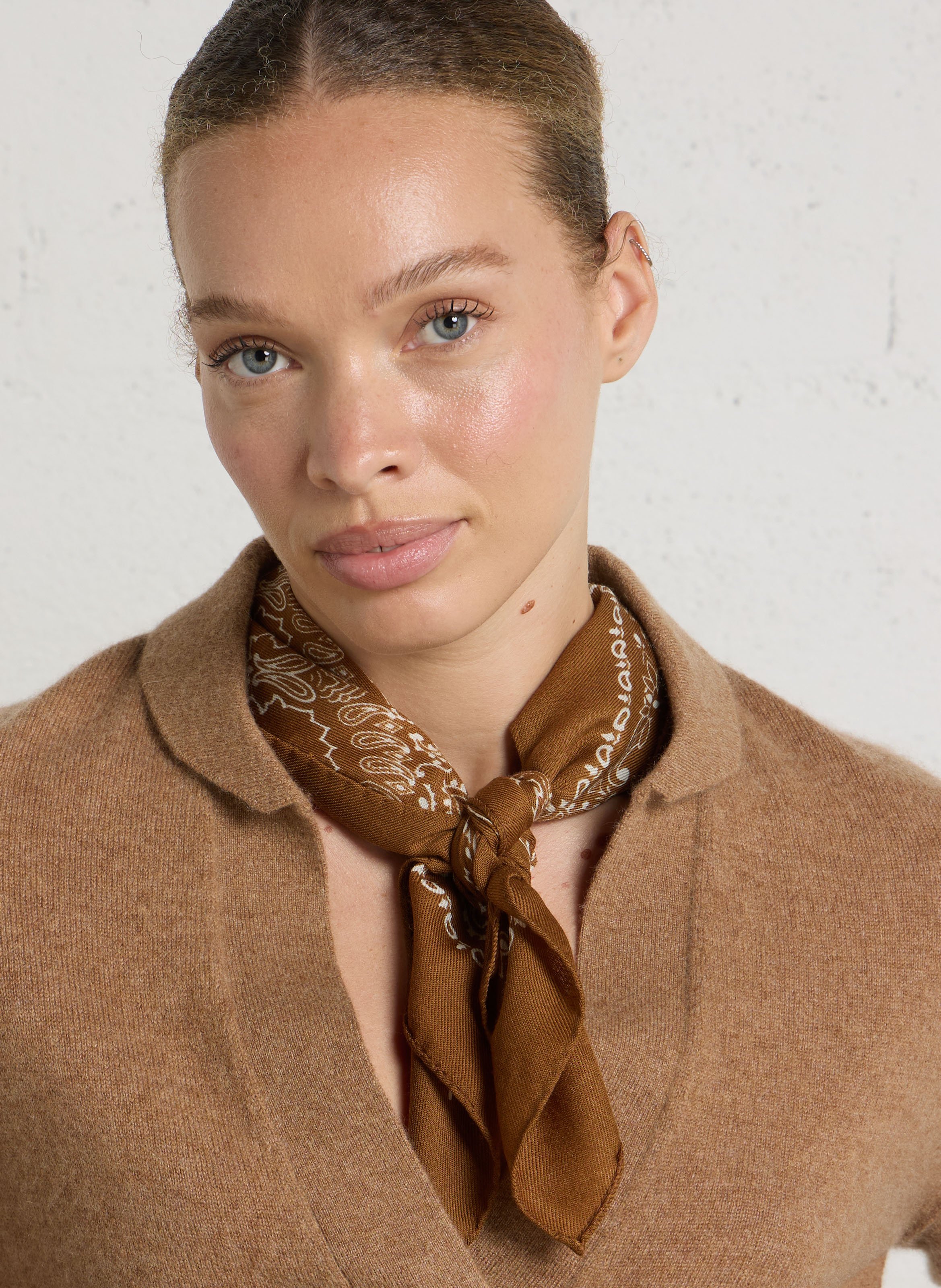 Printed wool scarf DESTIN Orange