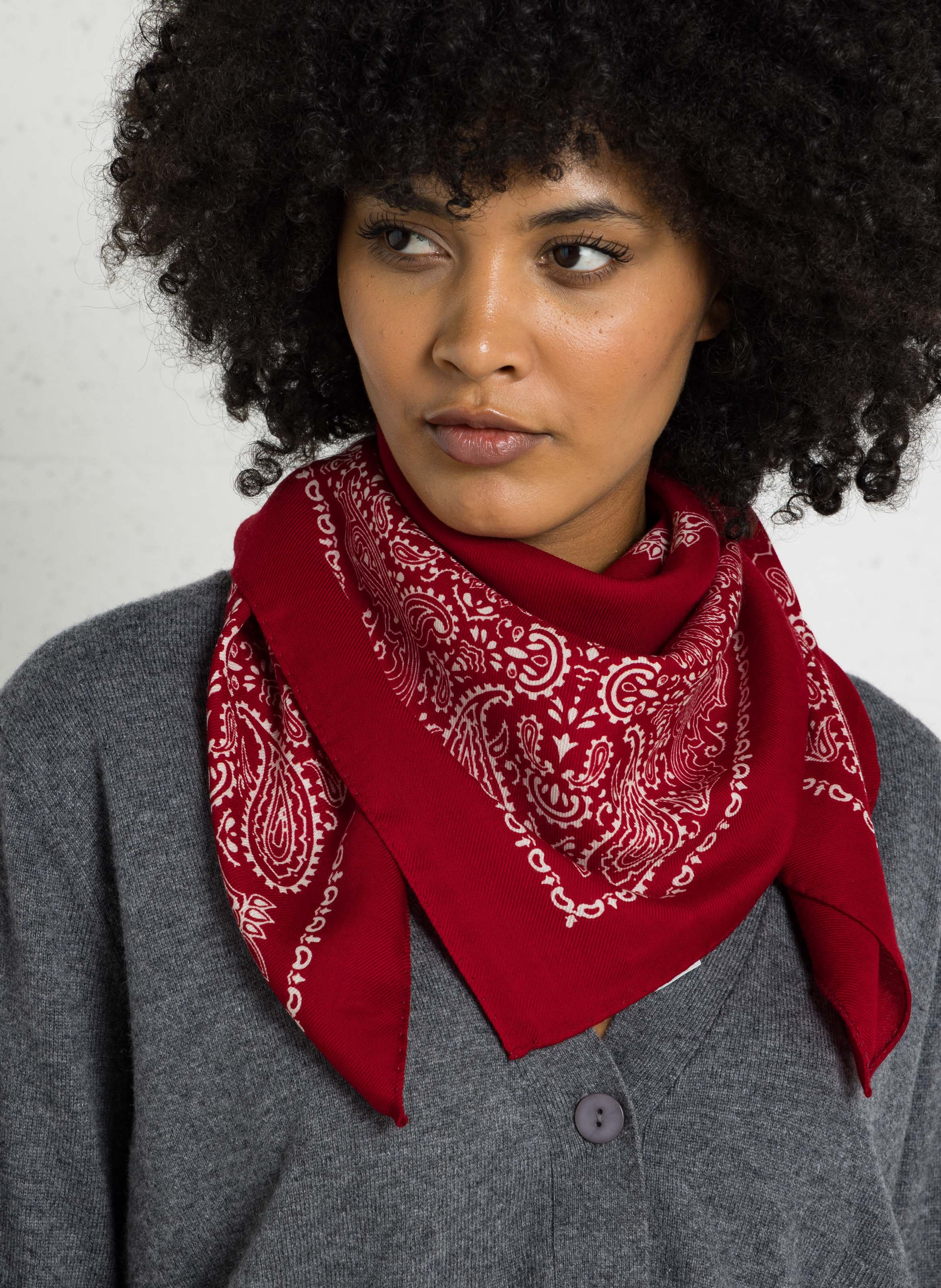 Printed wool scarf DESTIN Red