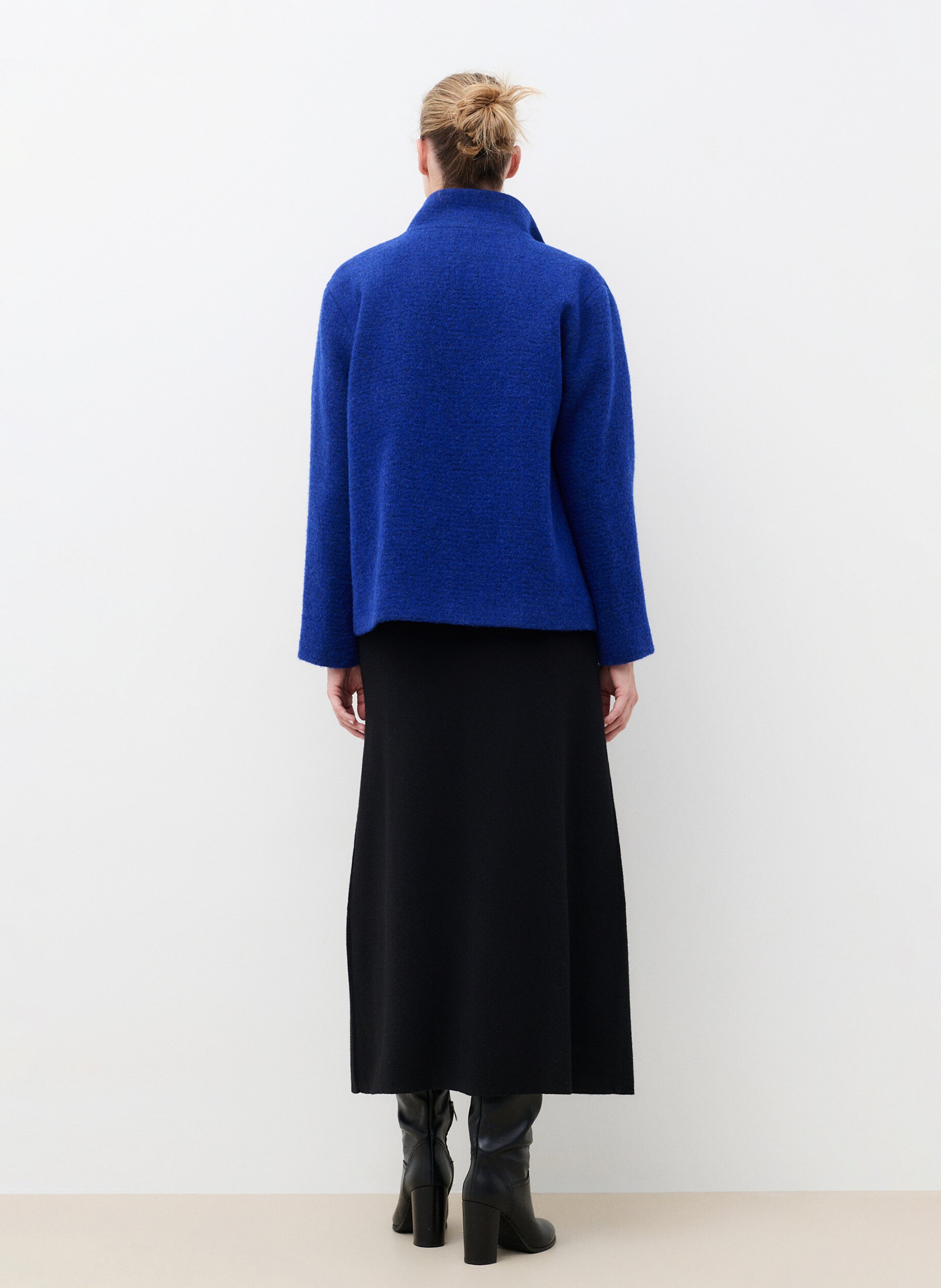 Manteau col montant en laine mélangée CAROLL Bleu