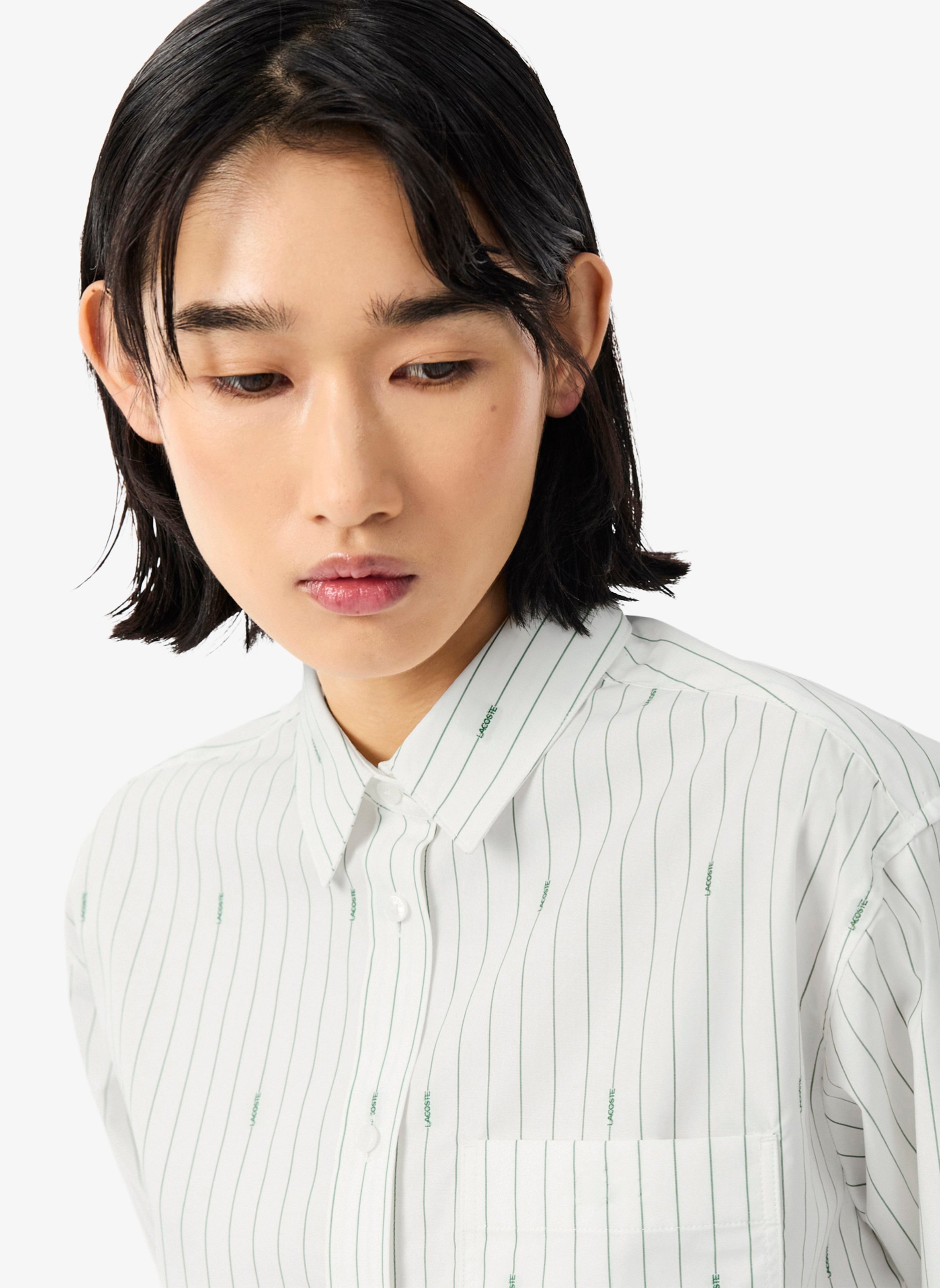Chemise droite col classique rayée jacquard en coton LACOSTE Multicolore