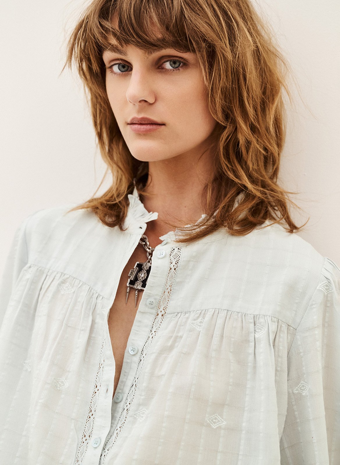 Chemise ample en coton mélangé BA&SH Bleu