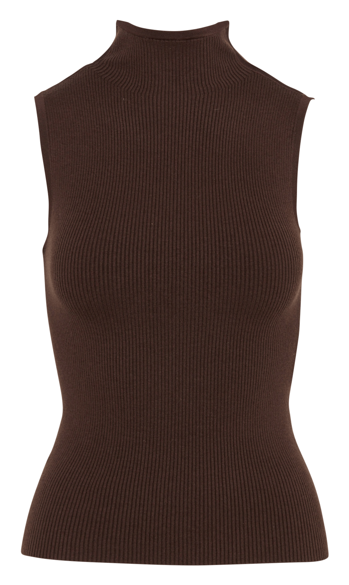 Pull col roulé sans manches uni ZAPA Marron