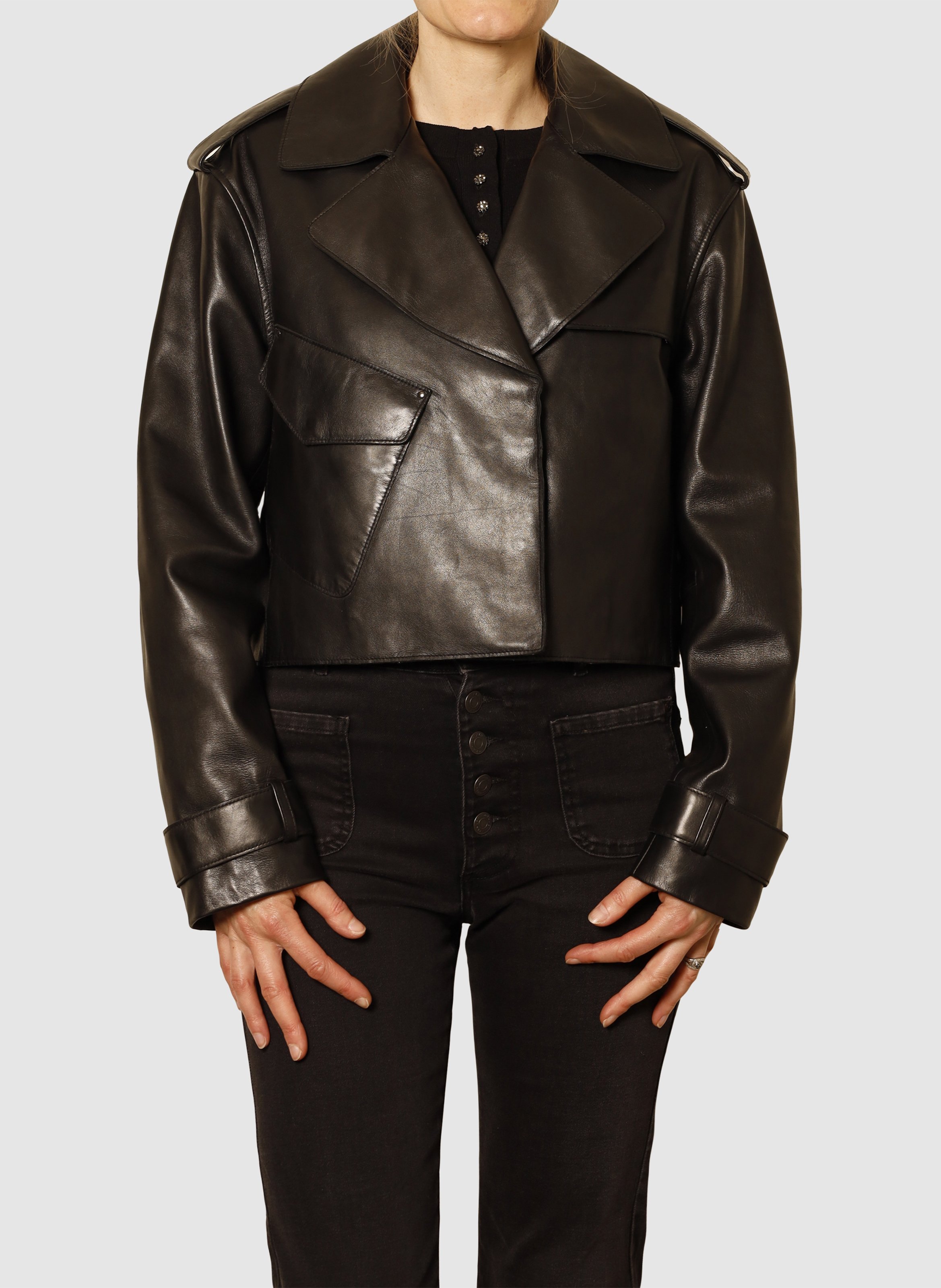 Oversized leather jacket IKKS Black
