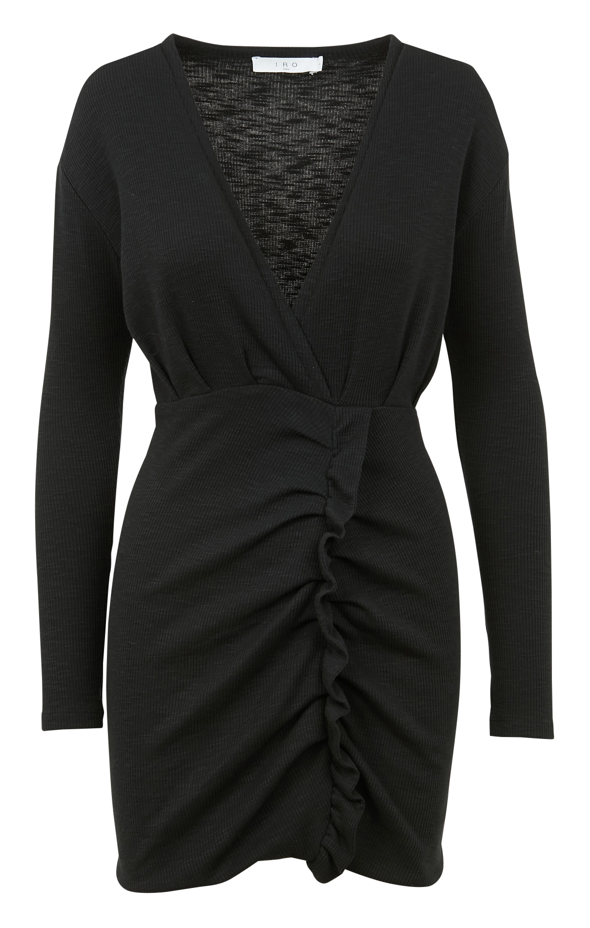 Kurzkleid aus Baumwoll-Mix mit V-Ausschnitt IRO Schwarz