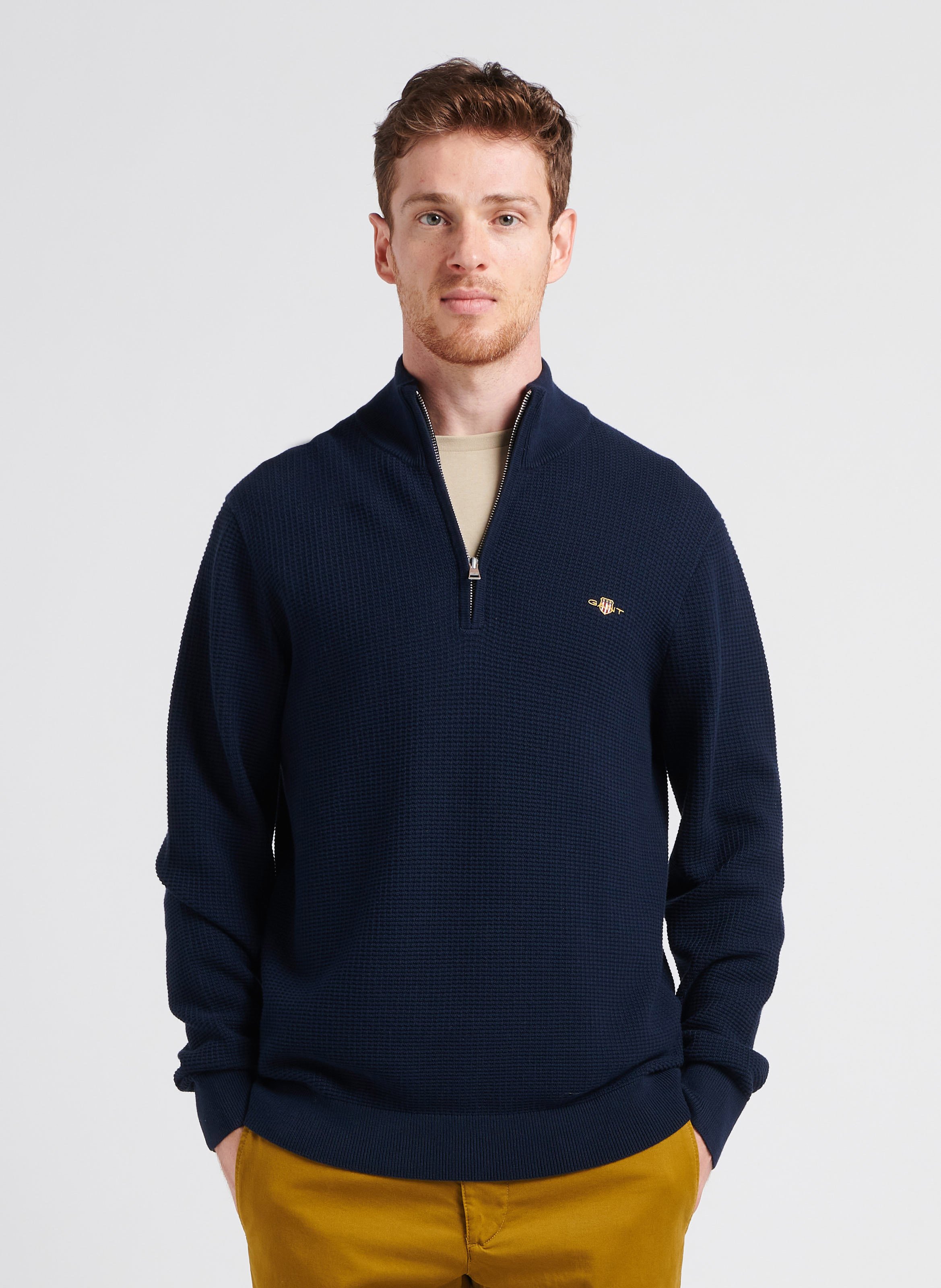 Cotton Turtleneck Sweater With Embroidered Logo Bleu Nuit Gant - Men -  8030156-433-BLEU NUIT | Place des Tendances - United Kingdom