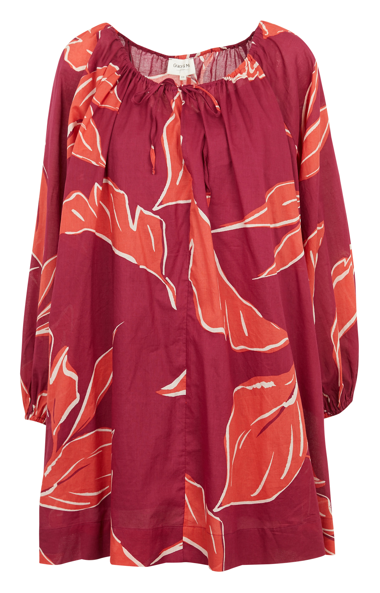 Short loose-fit printed cotton dress GRACE ET MILA Pink