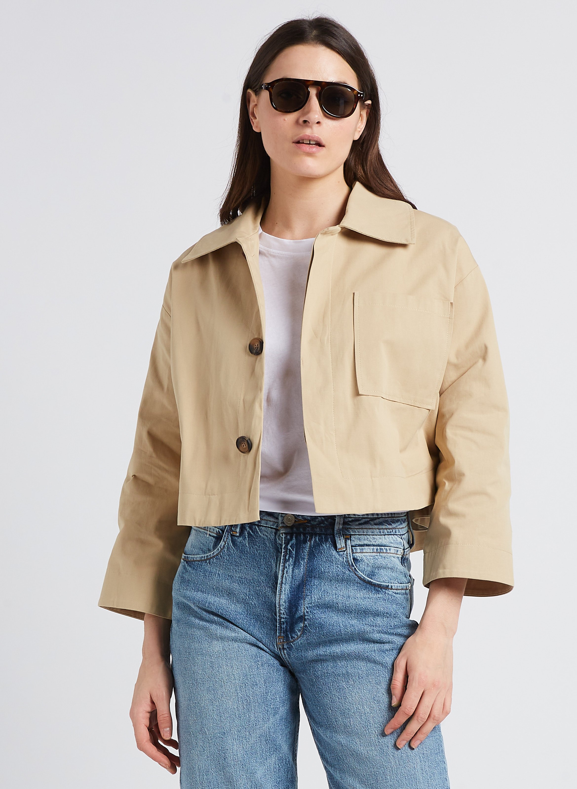 Veste courte femme beige sale