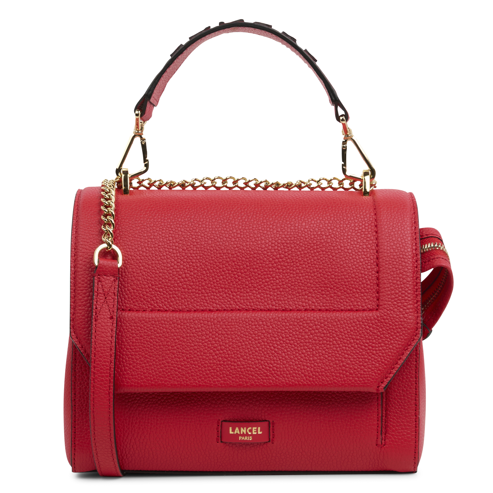Grained leather flap bag Rouge baiser Lancel Women Place des