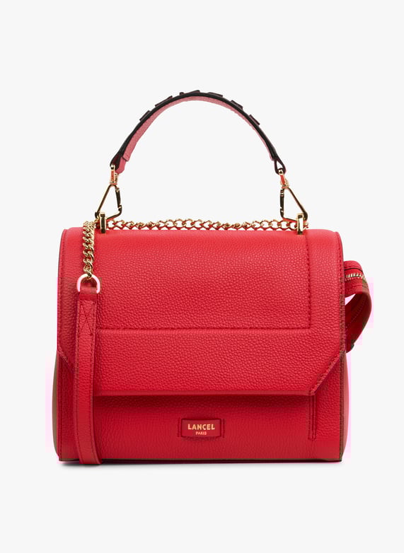 Grained leather flap bag Rouge baiser Lancel Women Place des