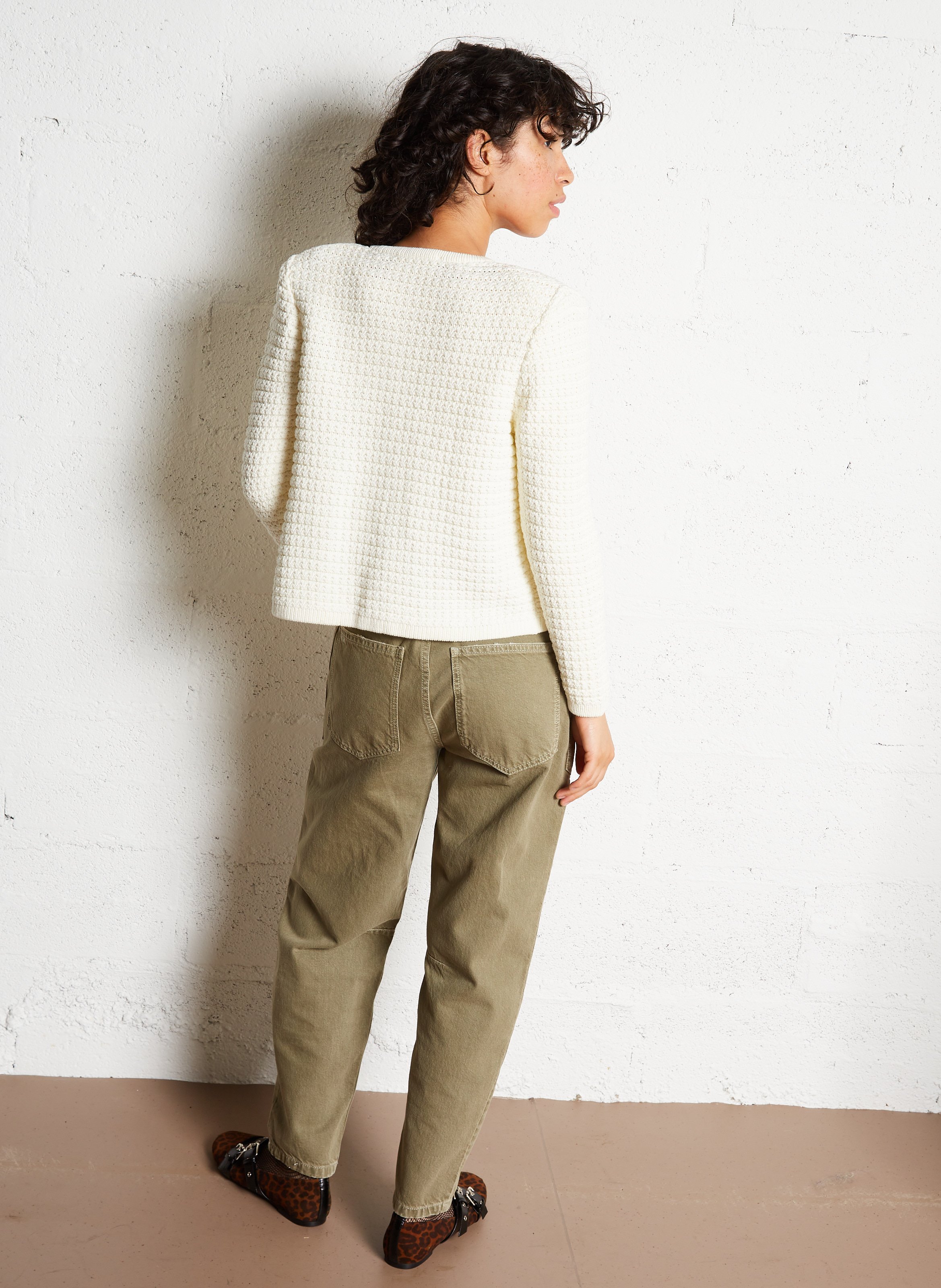 Gilet droit col rond en coton mélangé BA&SH Beige