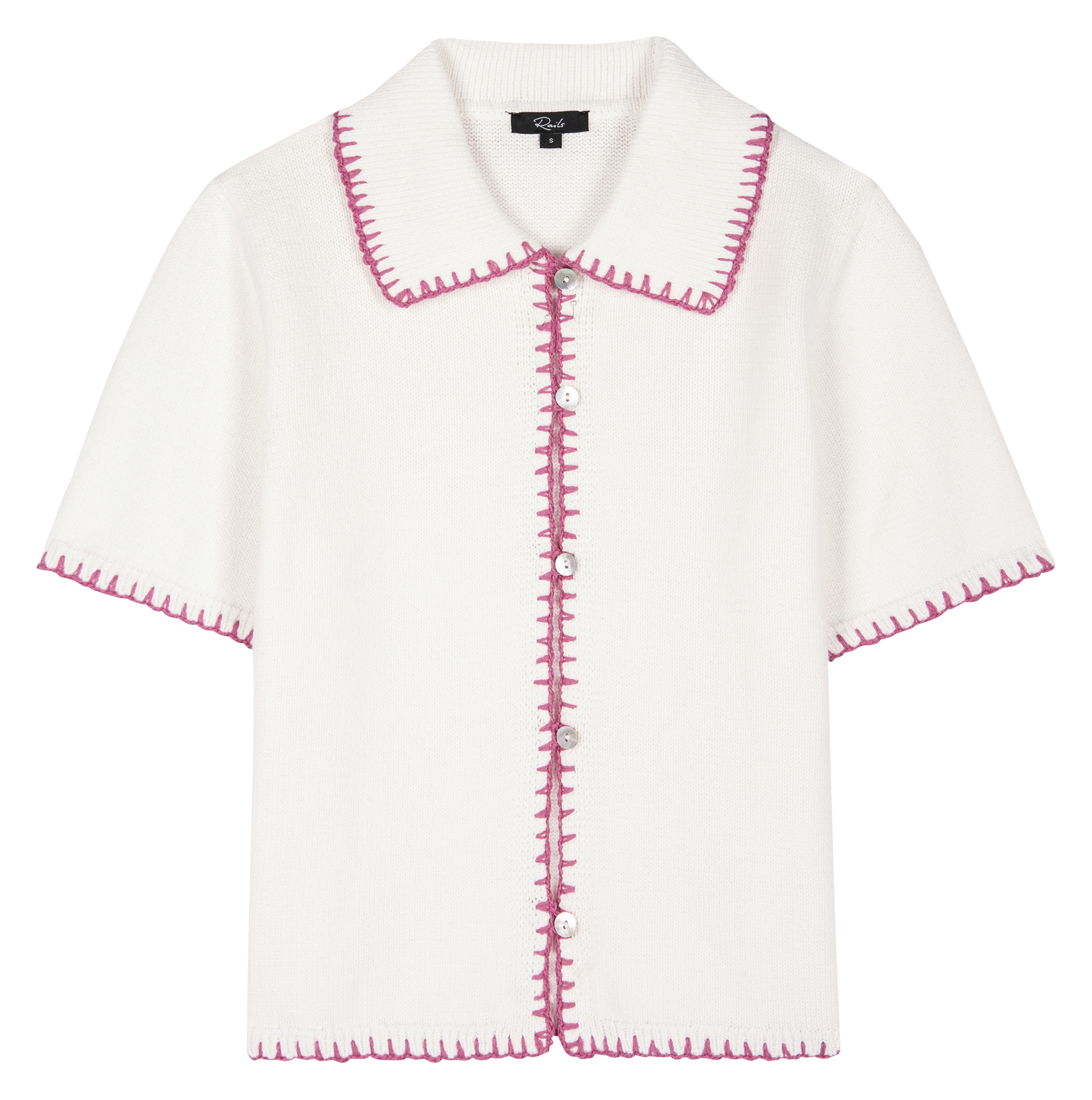 Gilet col chemise en coton RAILS Blanc