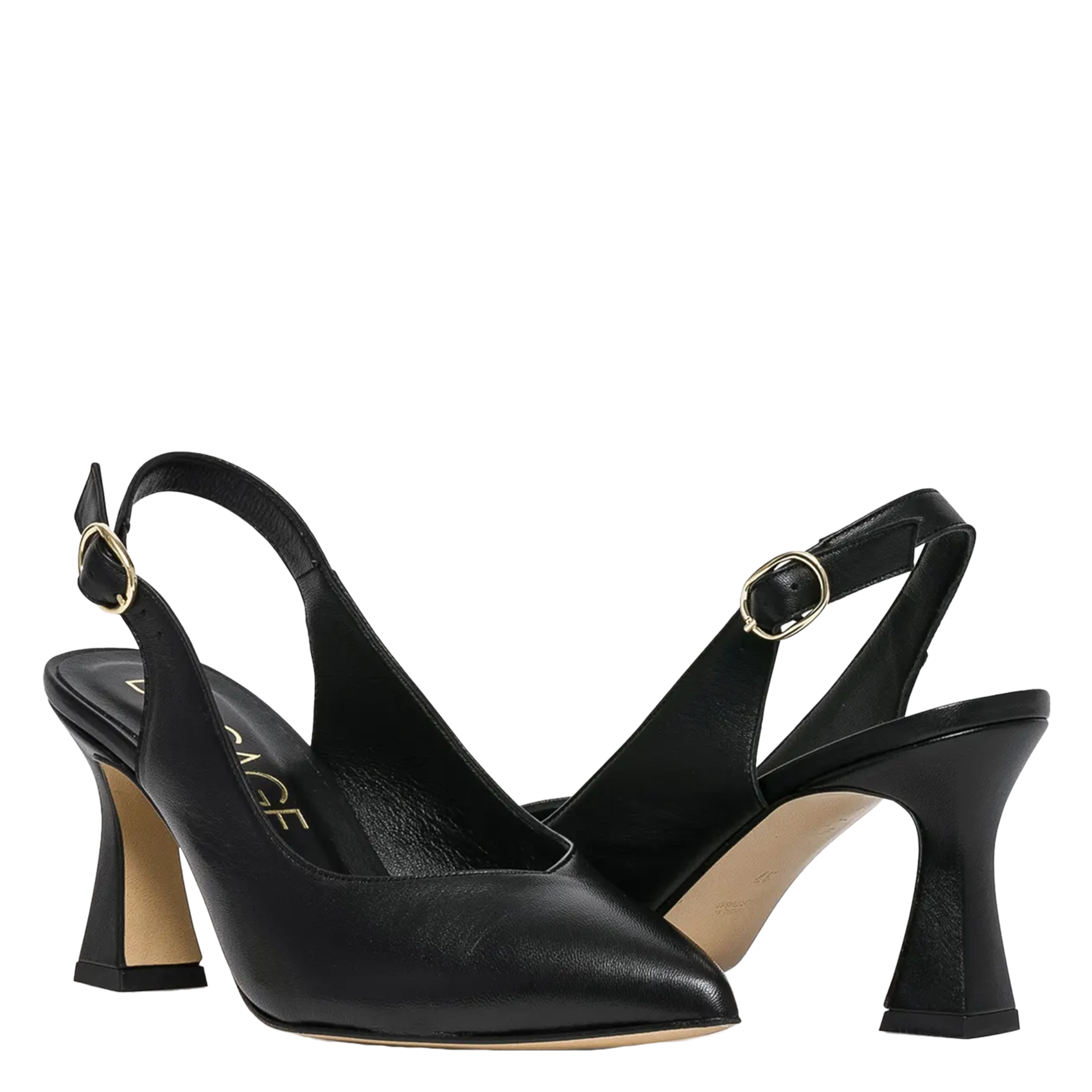 Slingback pumps in leer BOCAGE Zwart