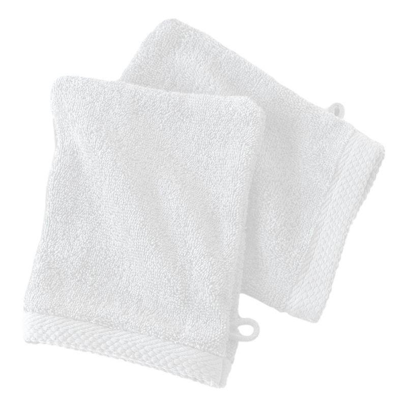 Set of 2 washcloths COTON PUR White