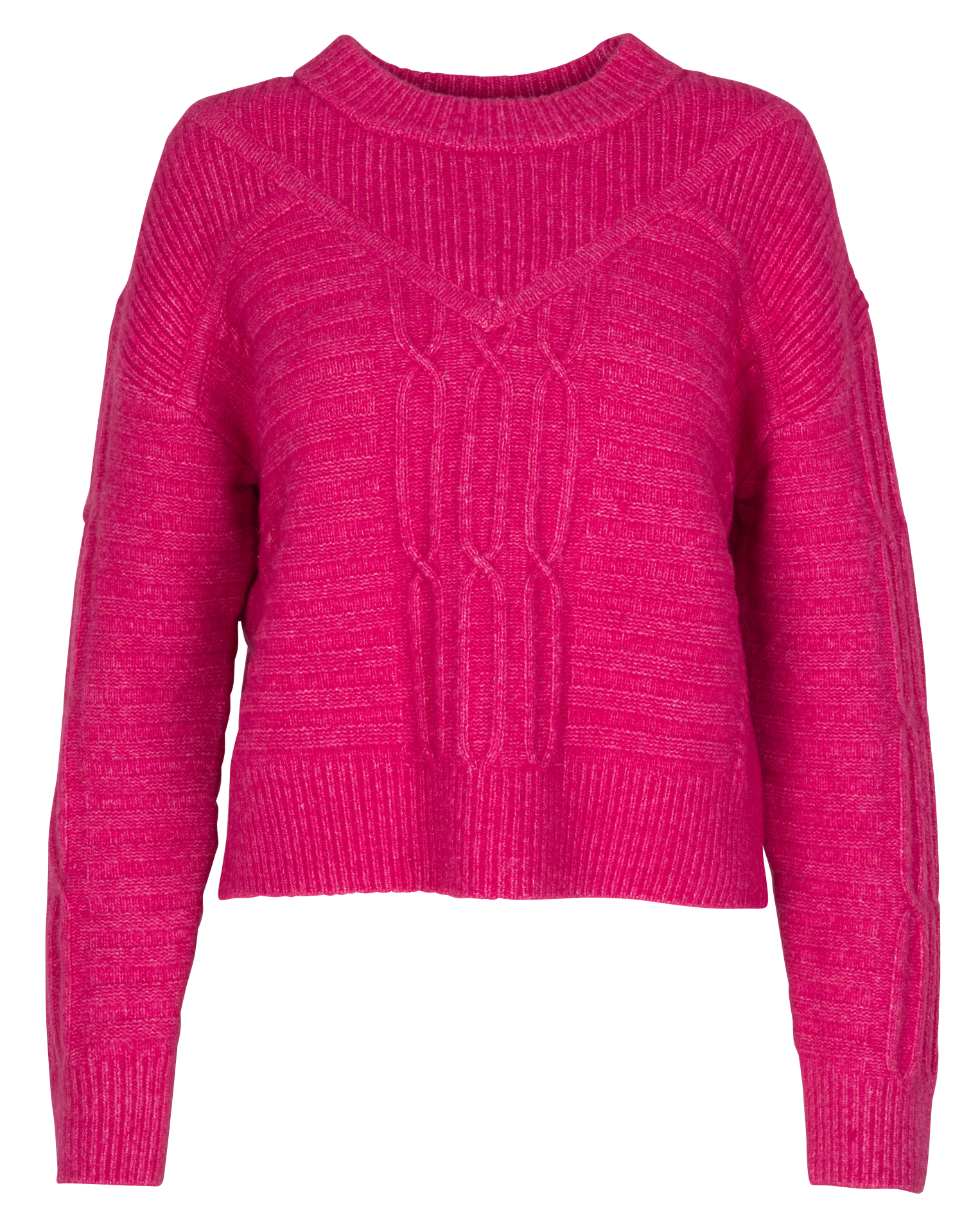 Pull droit col rond en maille torsadée SUNCOO Rose
