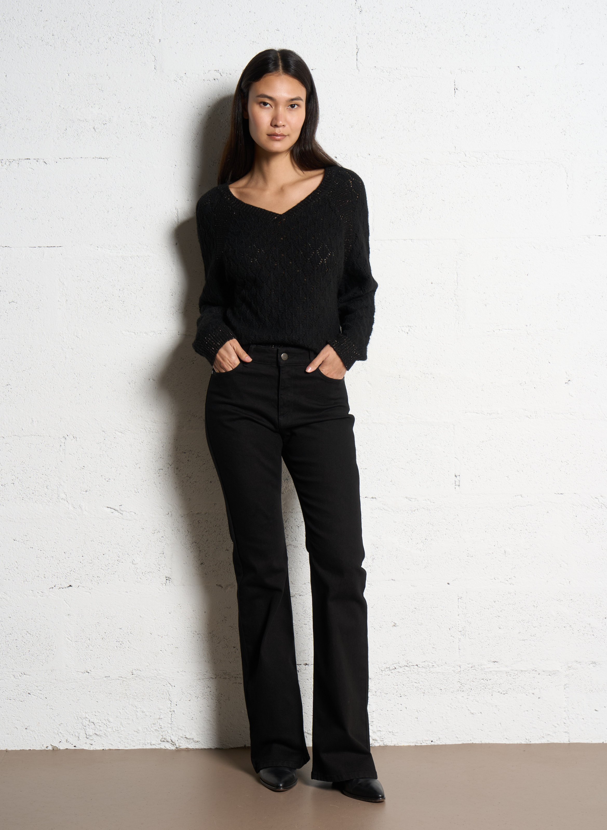 Pull col V  ONE STEP Noir