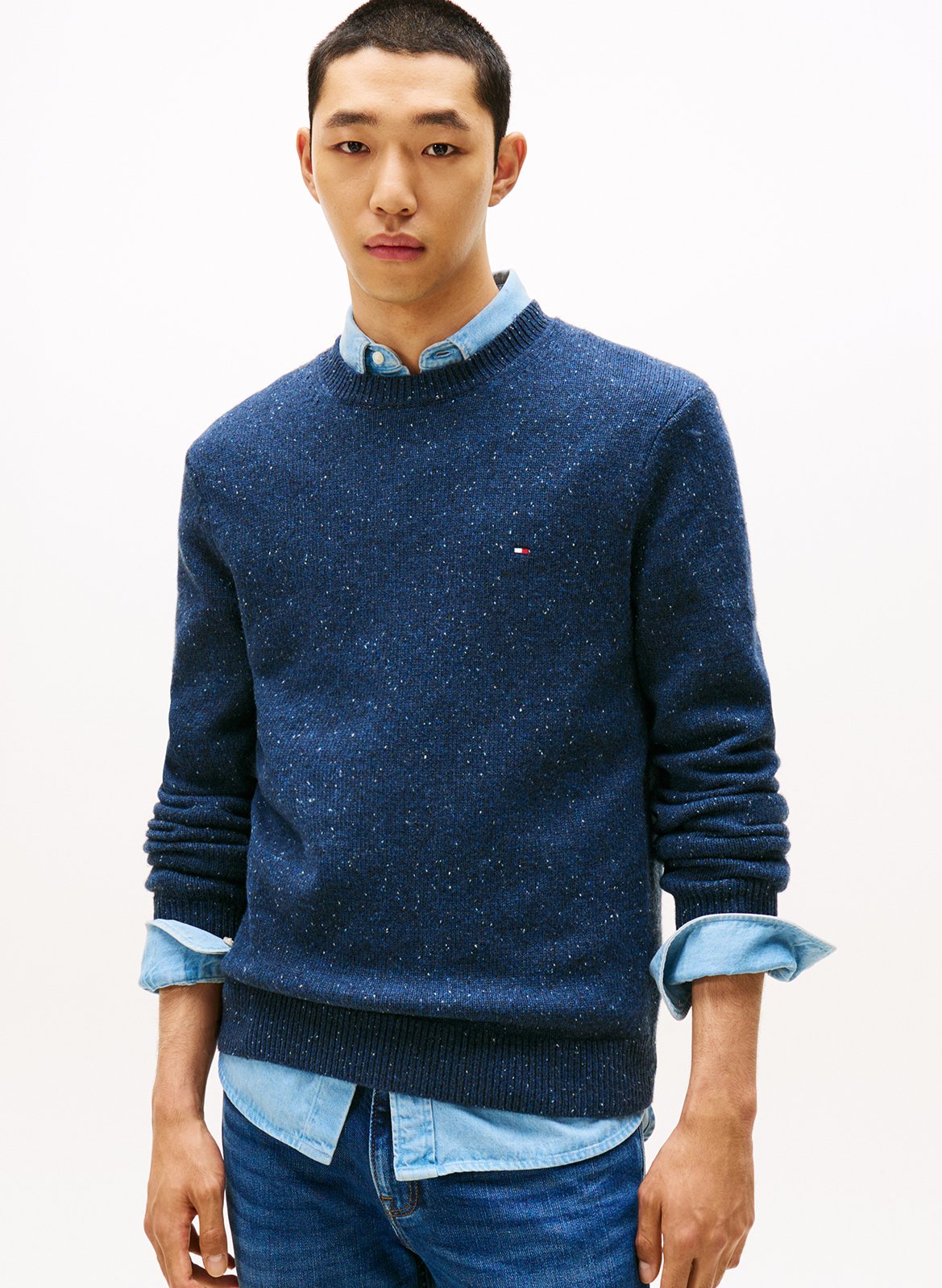 Round-neck wool-blend sweater TOMMY HILFIGER Blue