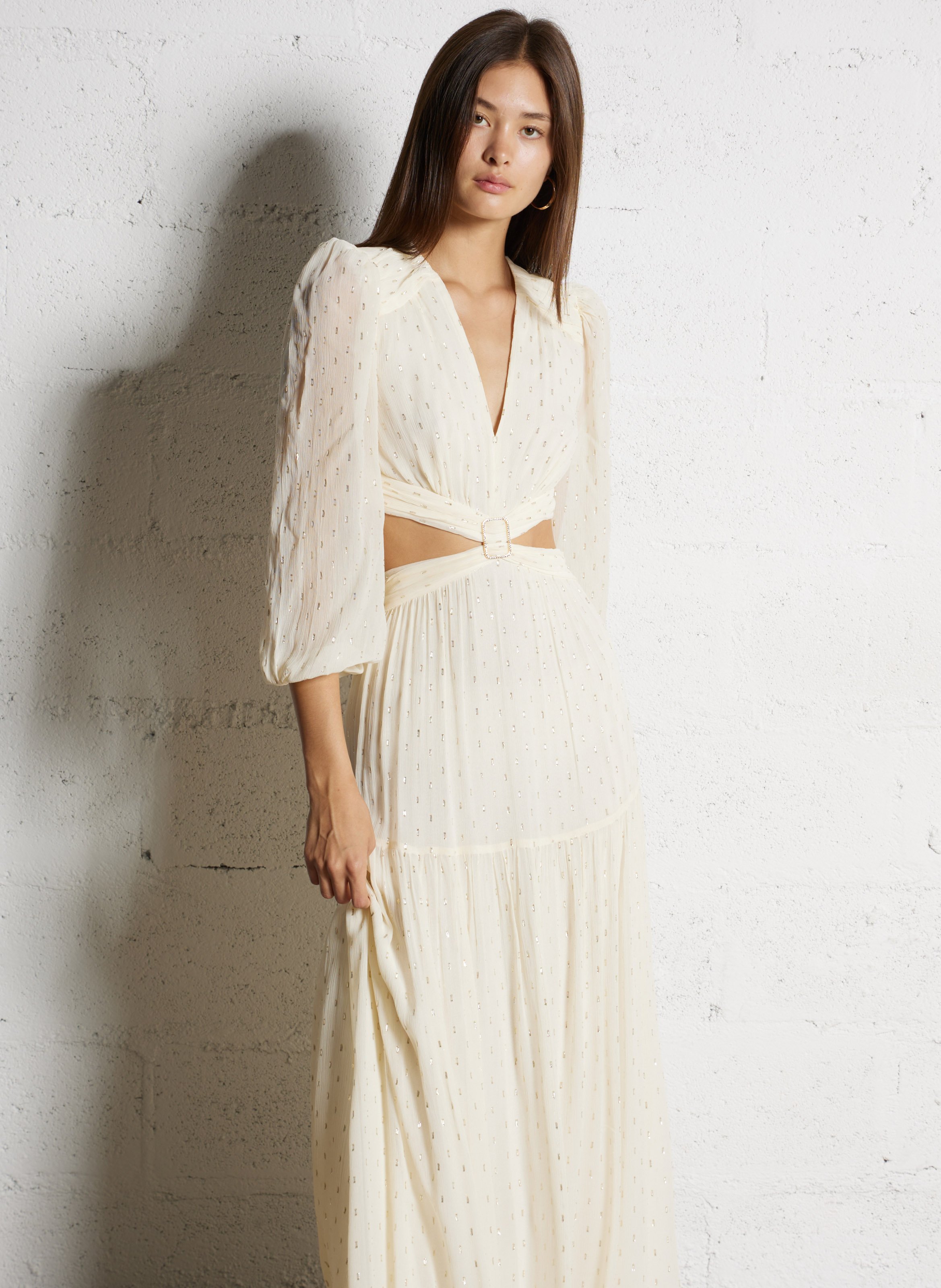 Robe longue fluide avec ouvertures côtés BA&SH Beige