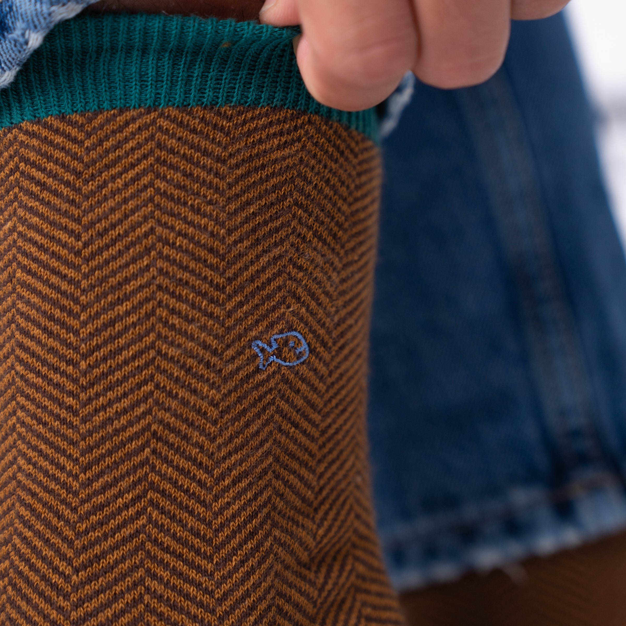 Combed cotton herringbone socks BILLYBELT Brown