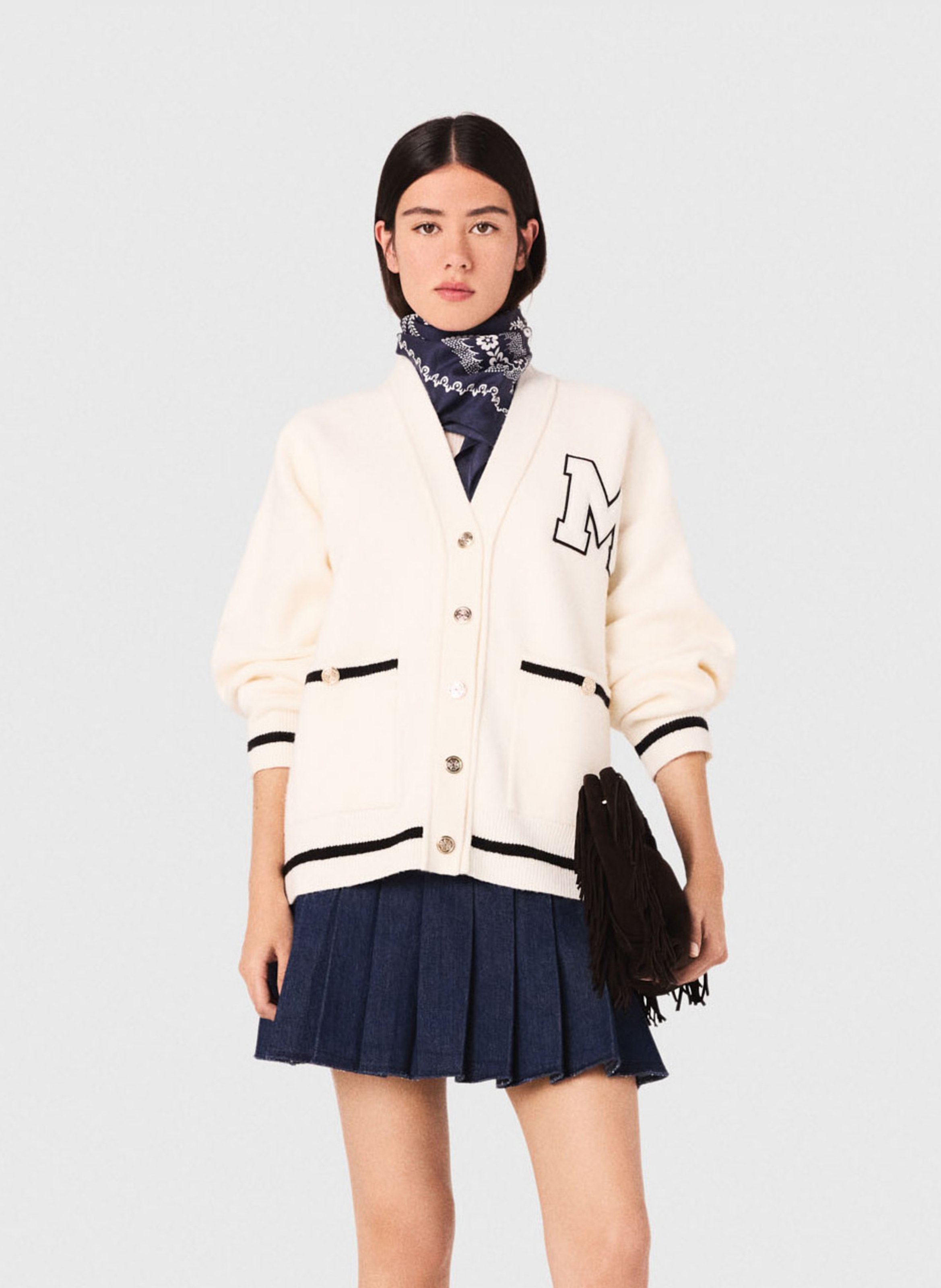 Gilet col V  MAJE Beige