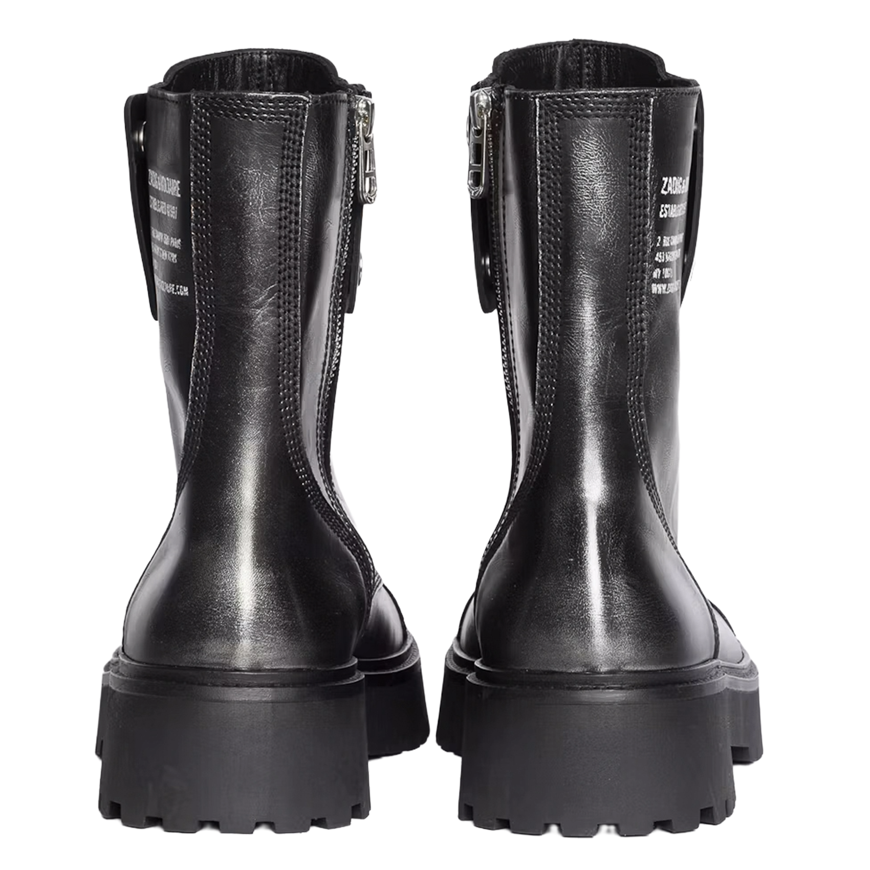 Bottines rangers sans lacets en cuir ZADIG&VOLTAIRE Noir