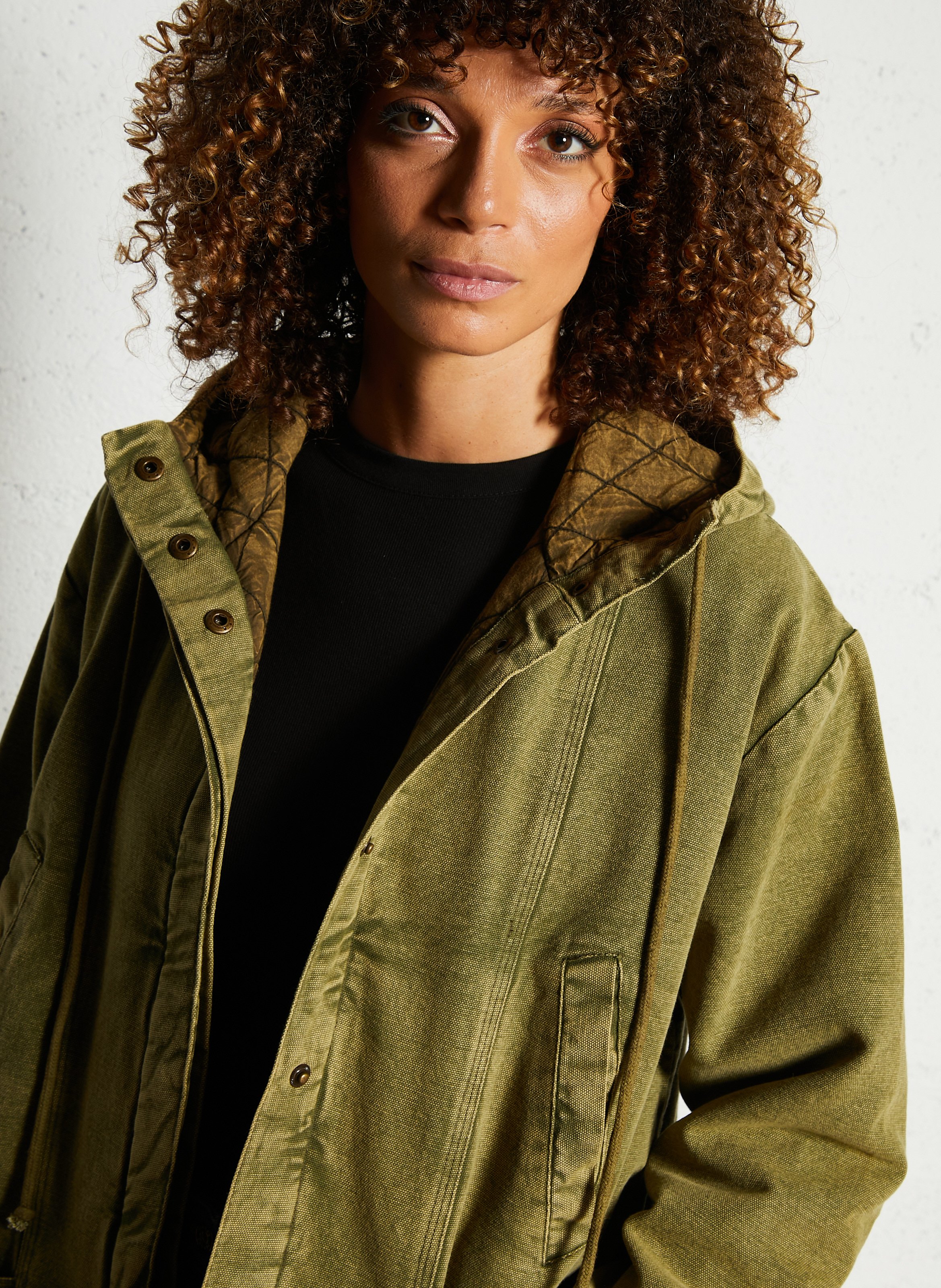 Manteau à capuche en denim LEON & HARPER Kaki