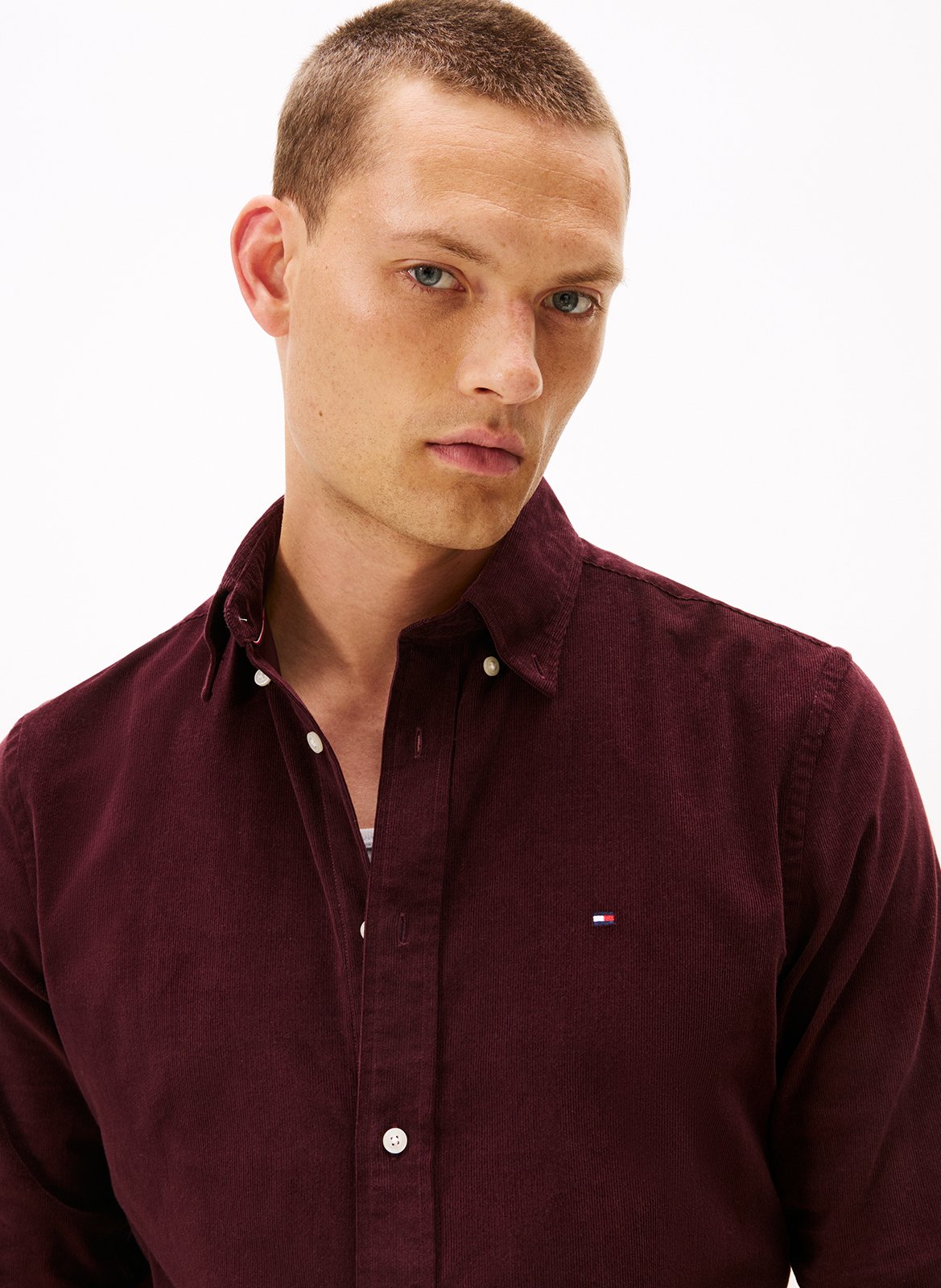 Chemise col classique manches contrastantes en coton TOMMY HILFIGER Plums