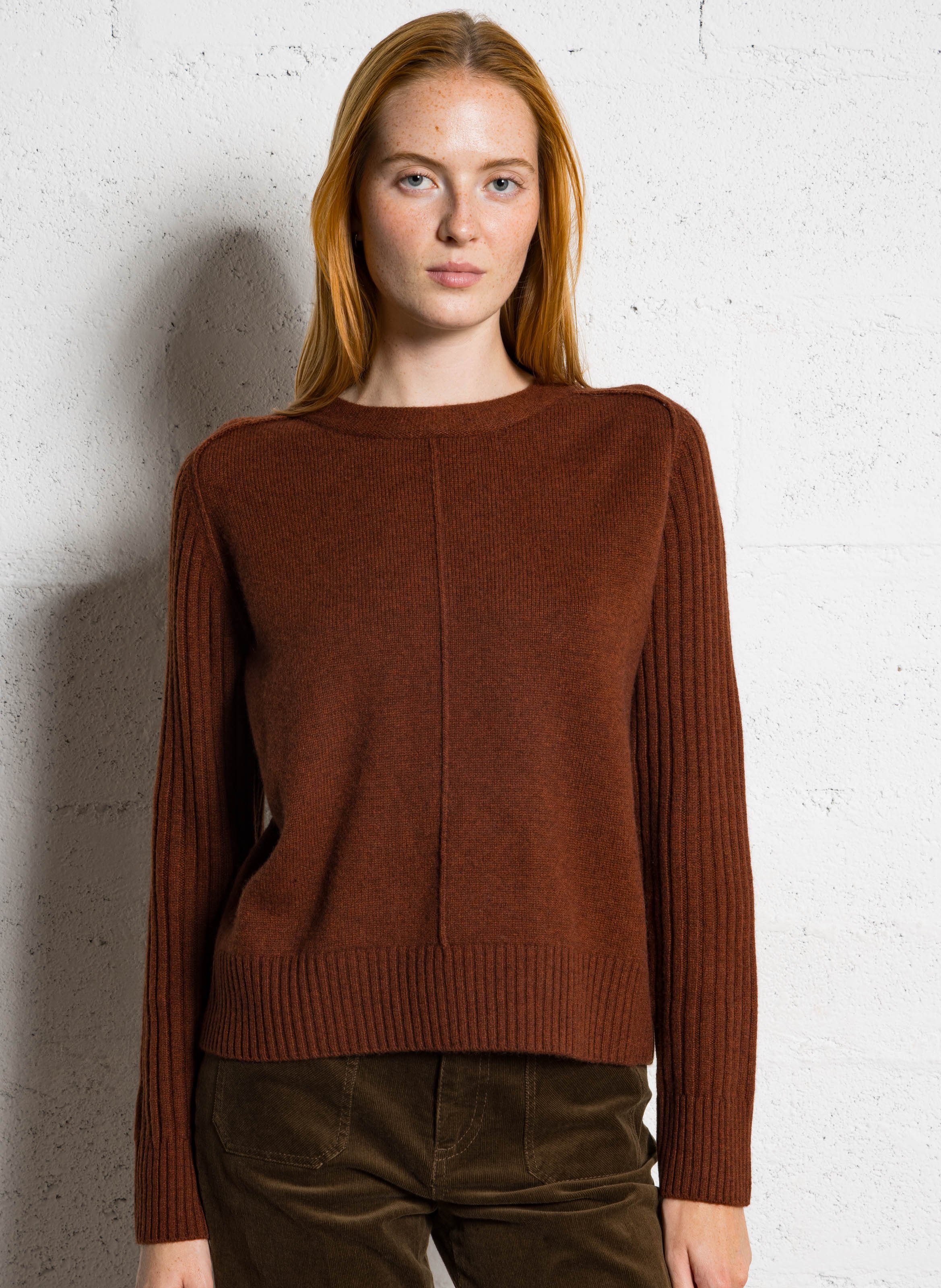 Straight round neck wool sweater MAISON 123 Red