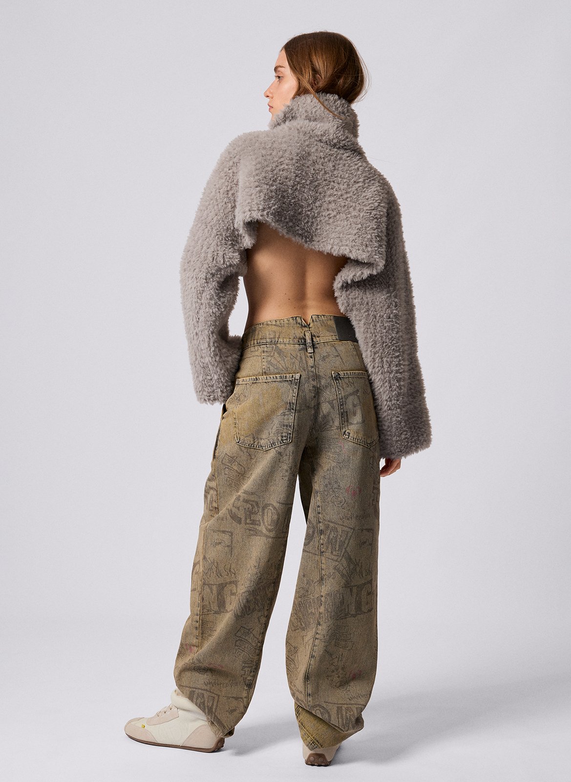 Jean large à pinces froncées imprimée DESIGUAL Noir