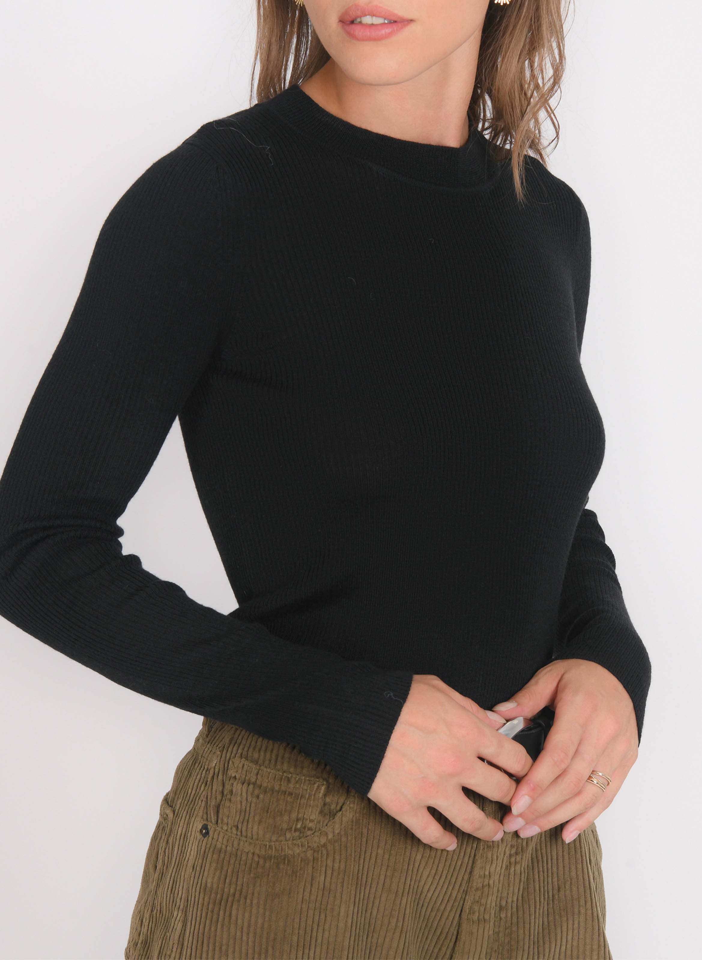 Pull col rond en laine mélangée KOOKAI Noir