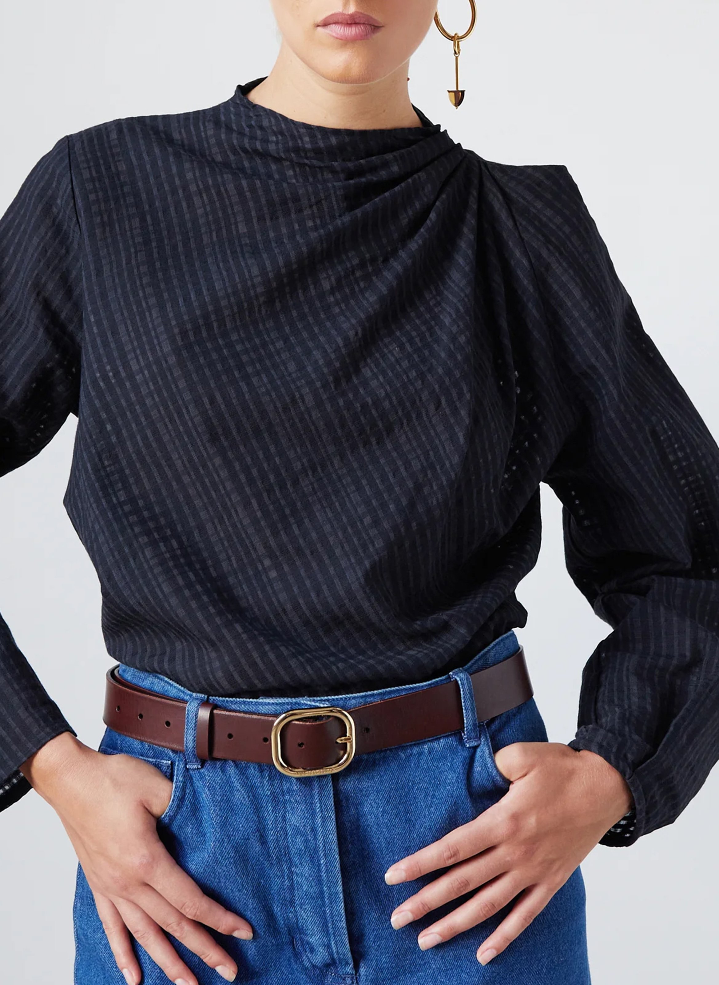 Top col rond en coton THE LABEL EDITION Noir